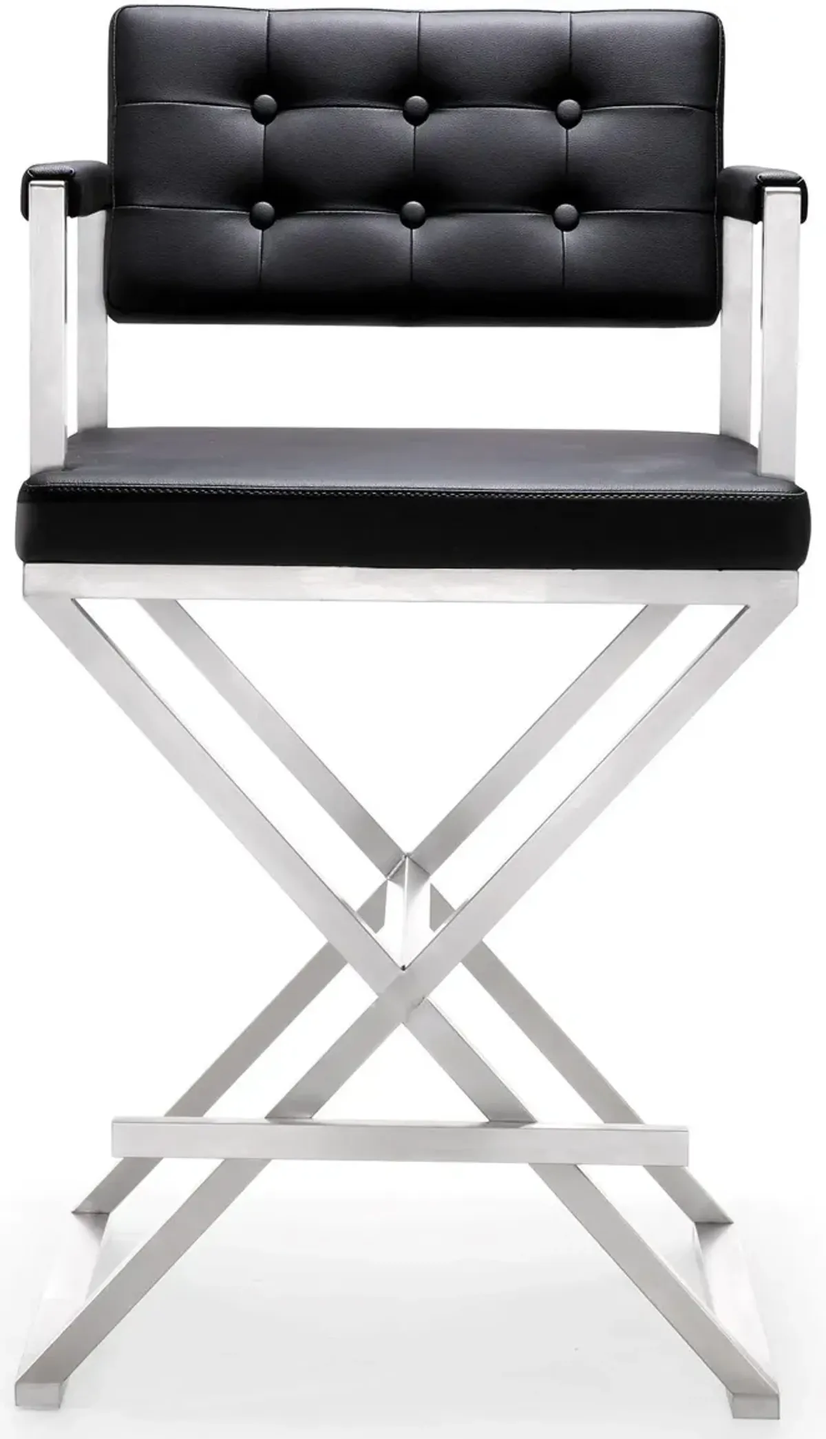 Director Black Performance Vegan Leather and Stainless Steel Counter Stool