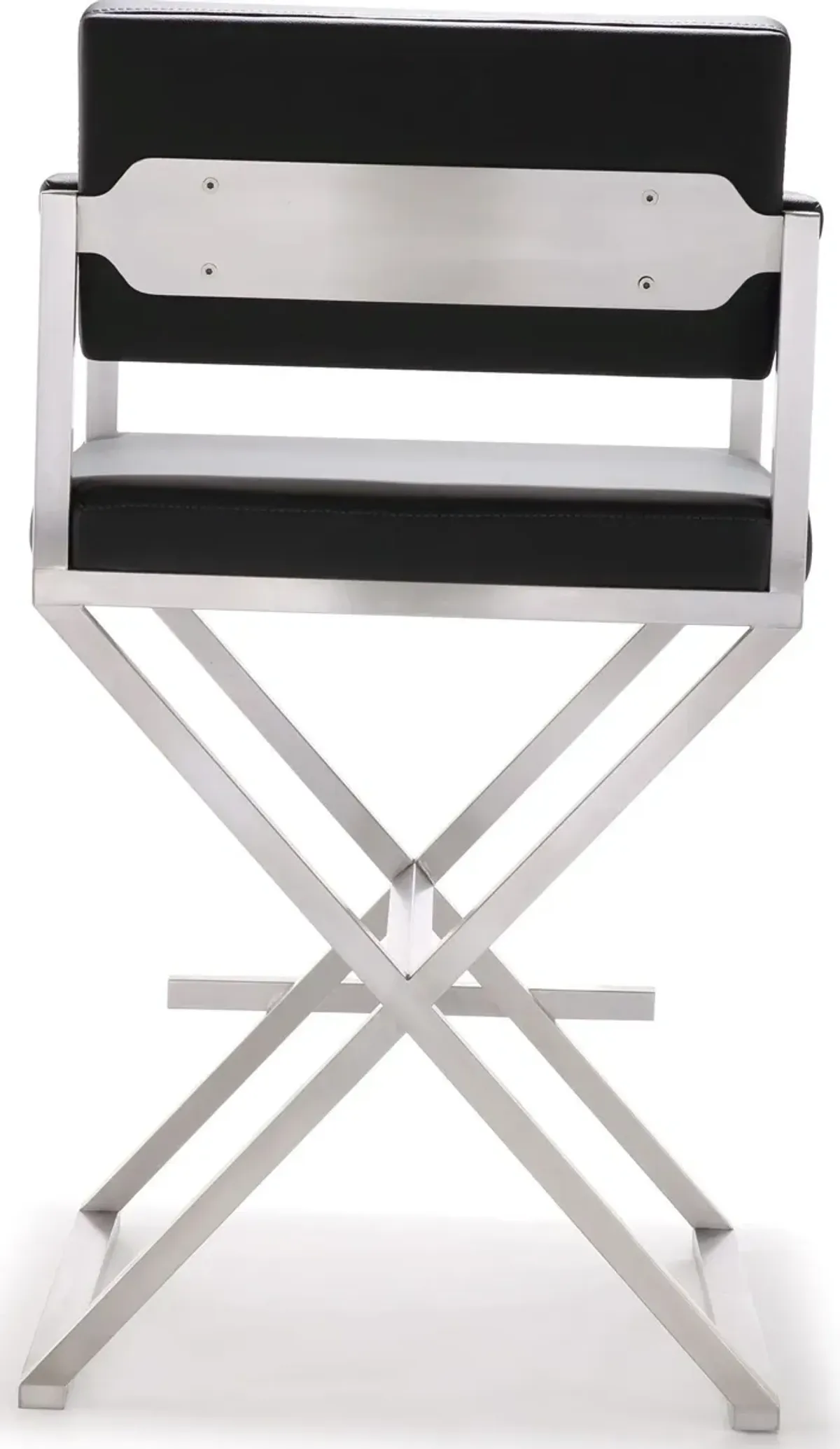 Director Black Performance Vegan Leather and Stainless Steel Counter Stool