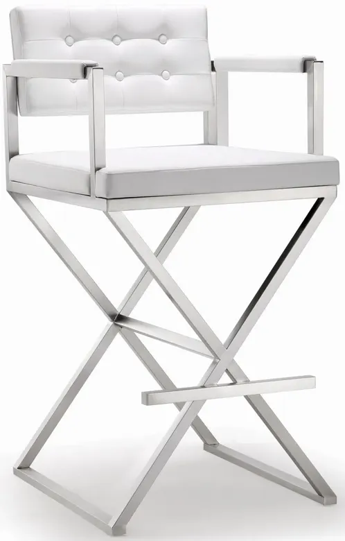 Director Performance Vegan Leather Stool with Silver Base