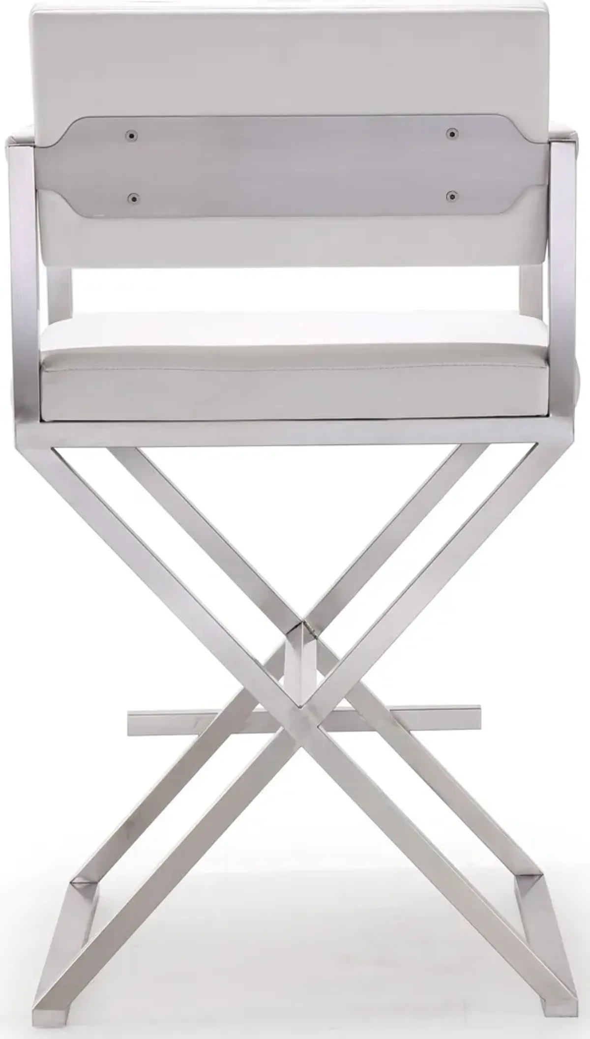 Director White Performance Vegan Leather and Stainless Steel Counter Stool