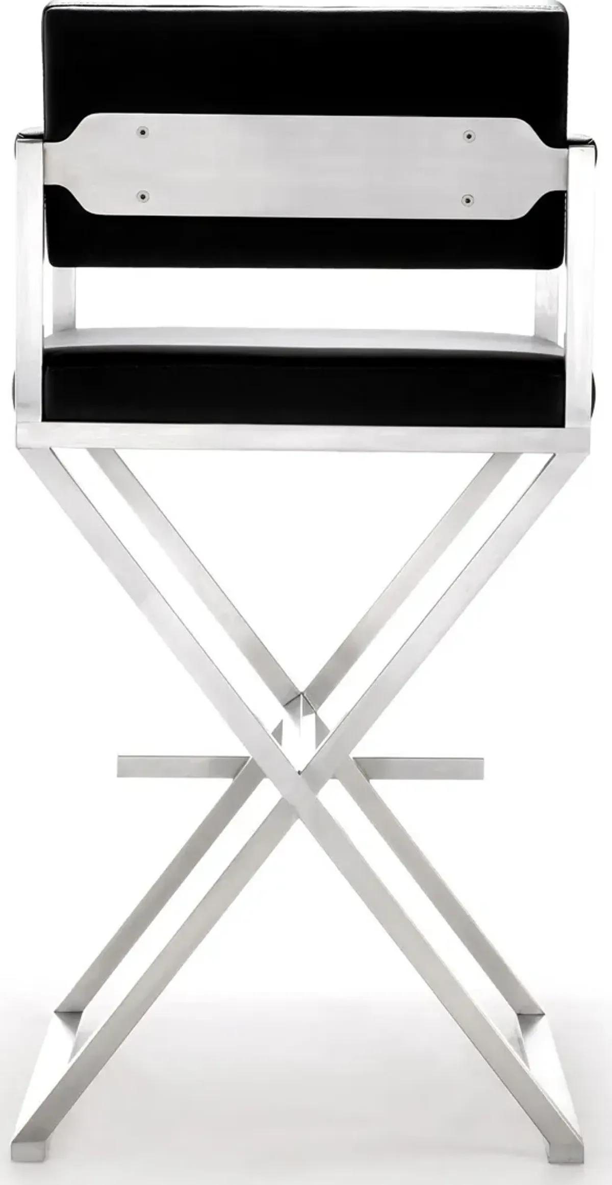 Director Black Performance Vegan Leather and Stainless Steel Barstool