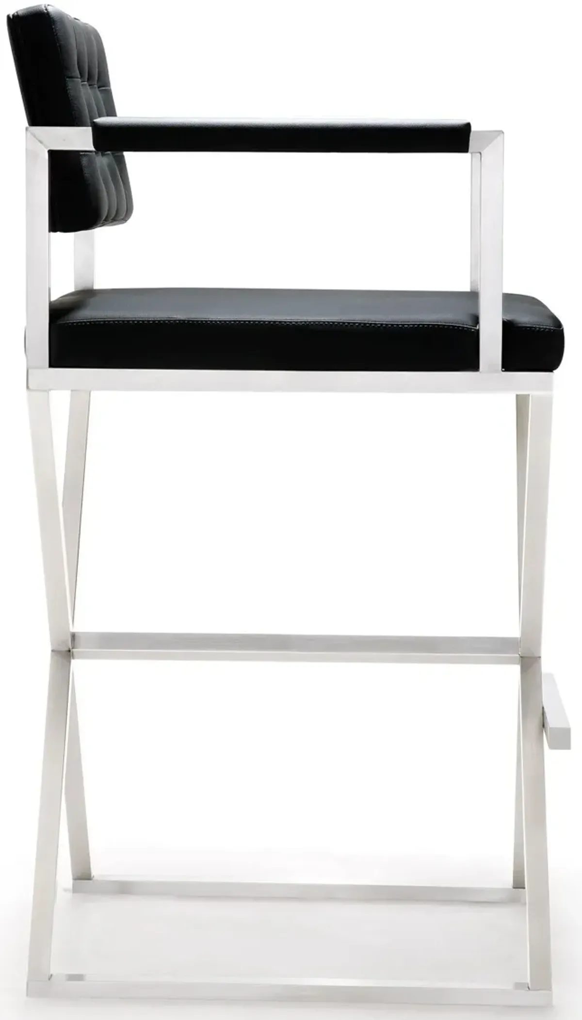 Director Black Performance Vegan Leather and Stainless Steel Barstool