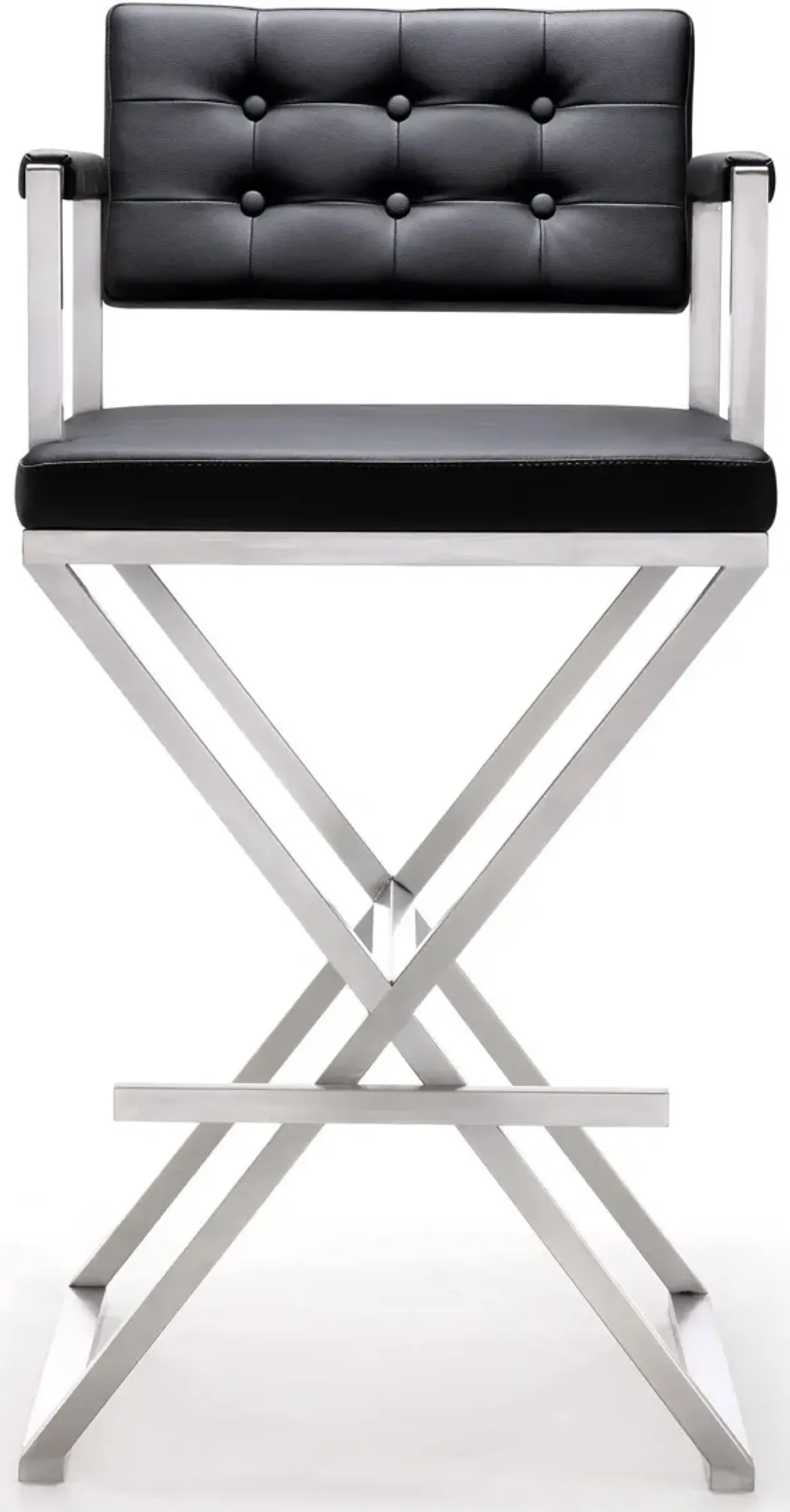 Director Black Performance Vegan Leather and Stainless Steel Barstool