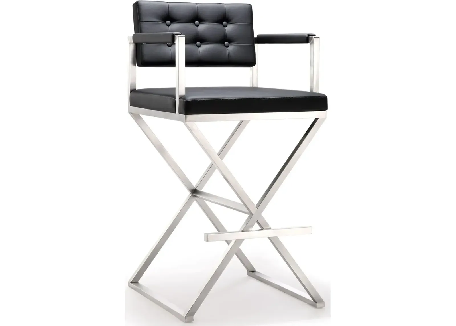 Director Black Performance Vegan Leather and Stainless Steel Barstool