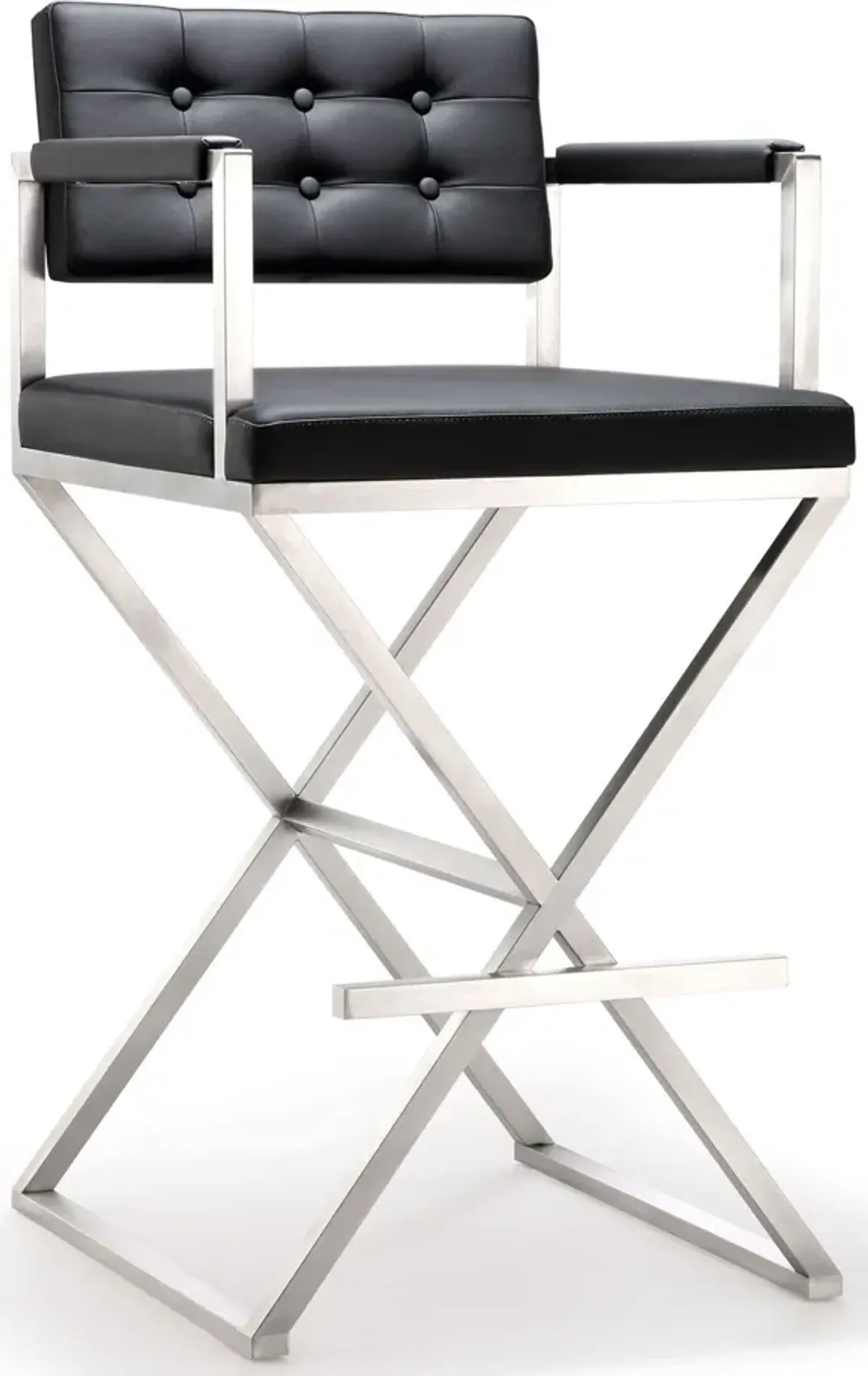 Director Black Performance Vegan Leather and Stainless Steel Barstool