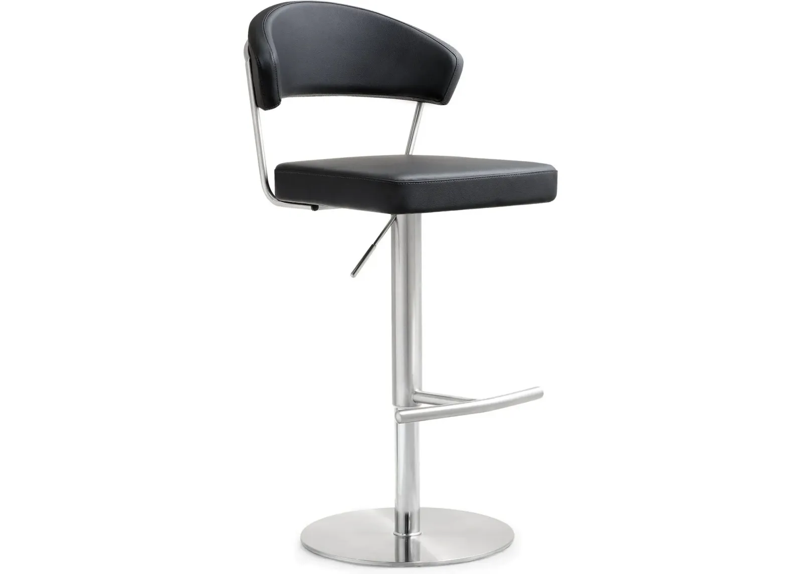 Cosmo Black Performance Vegan Leather and Stainless Steel Barstool