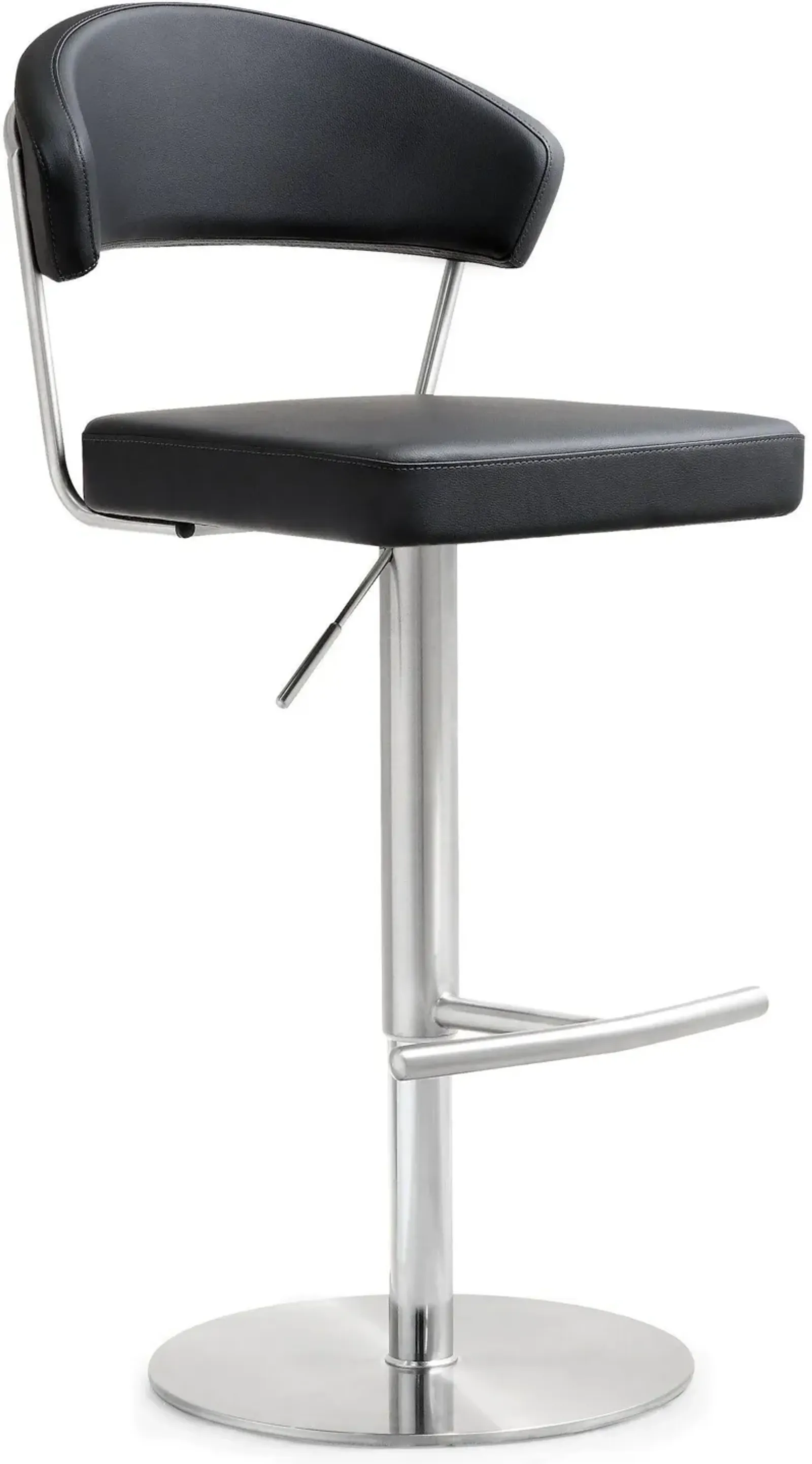 Cosmo Black Performance Vegan Leather and Stainless Steel Barstool