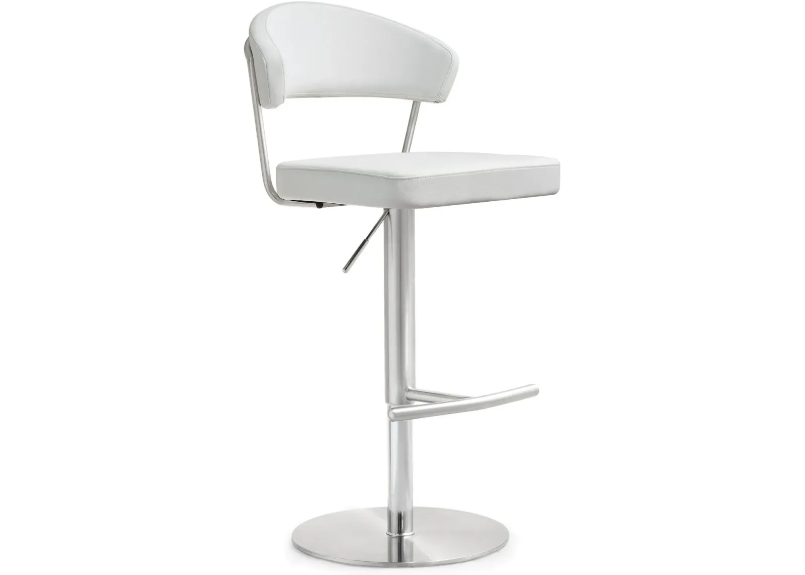 Cosmo White Performance Vegan Leather and Stainless Steel Barstool