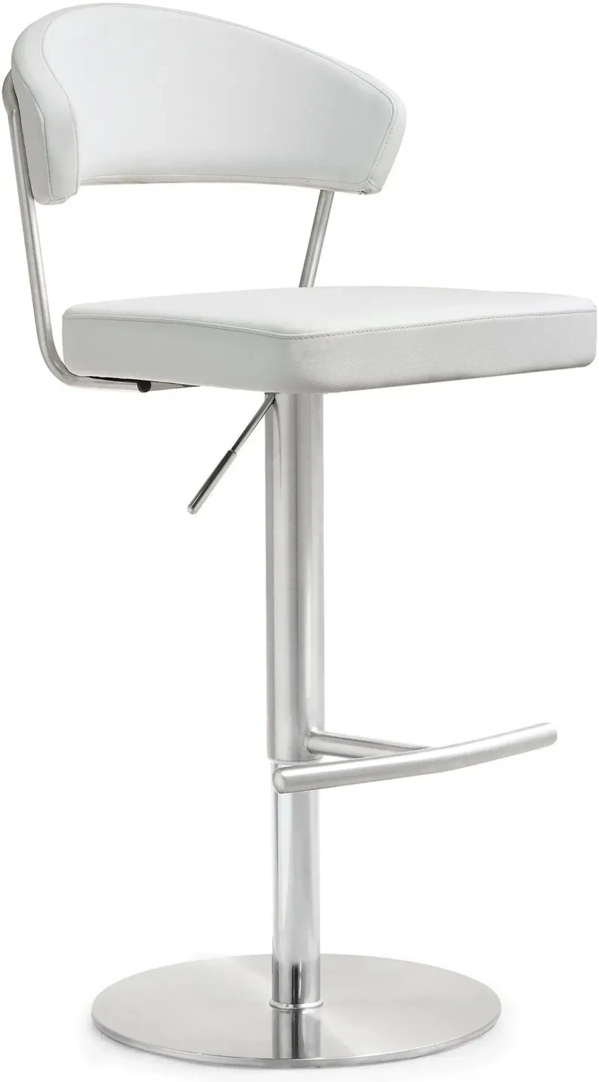 Cosmo White Performance Vegan Leather and Stainless Steel Barstool