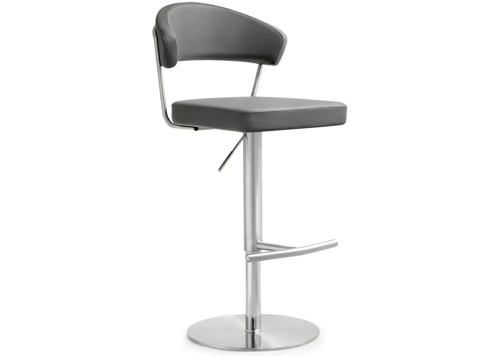 Cosmo Grey Performance Vegan Leather and Stainless Steel Barstool