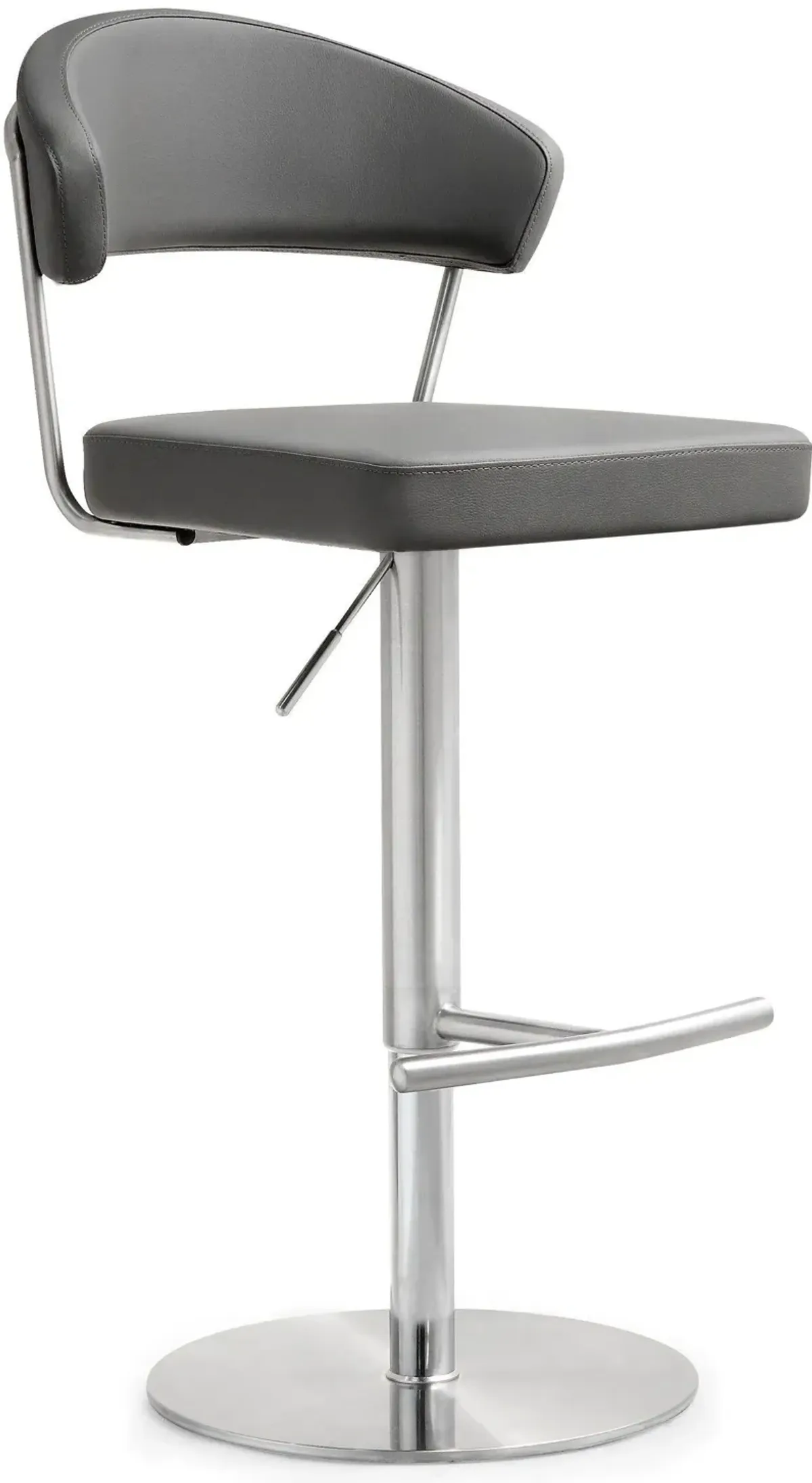 Cosmo Grey Performance Vegan Leather and Stainless Steel Barstool