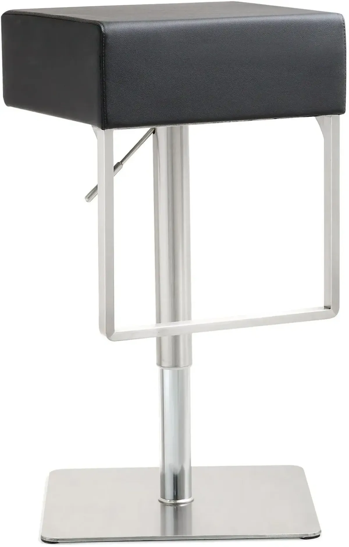 Seville Black Performance Vegan Leather and Stainless Steel Adjustable Barstool