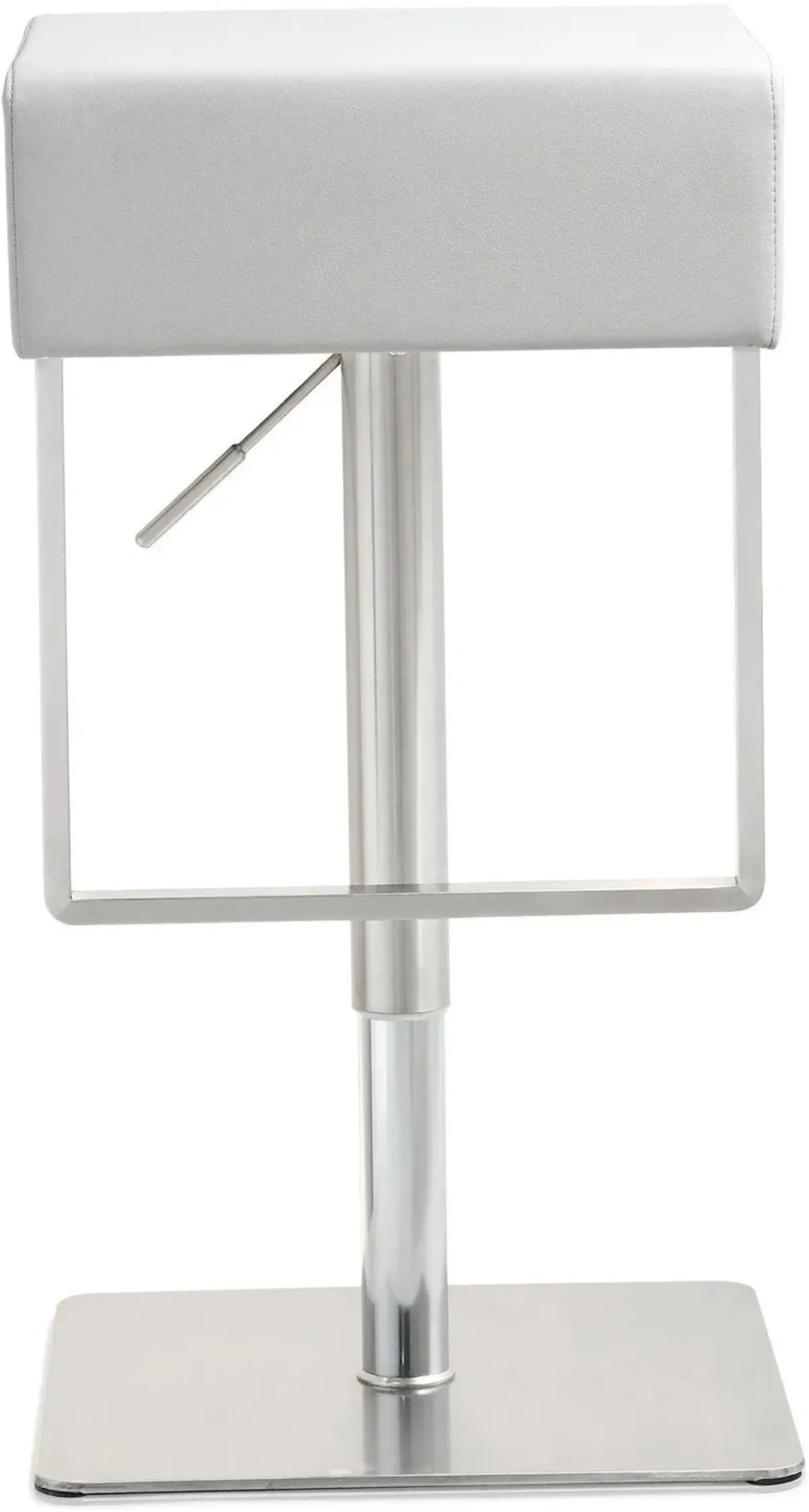 Seville White Performance Vegan Leather and Stainless Steel Adjustable Barstool