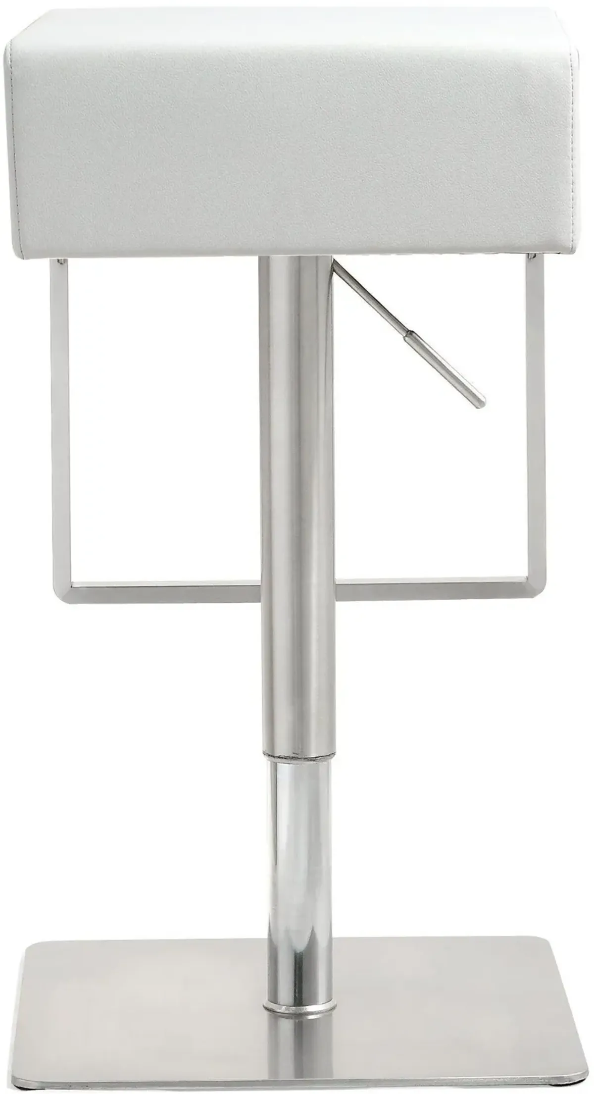 Seville White Performance Vegan Leather and Stainless Steel Adjustable Barstool