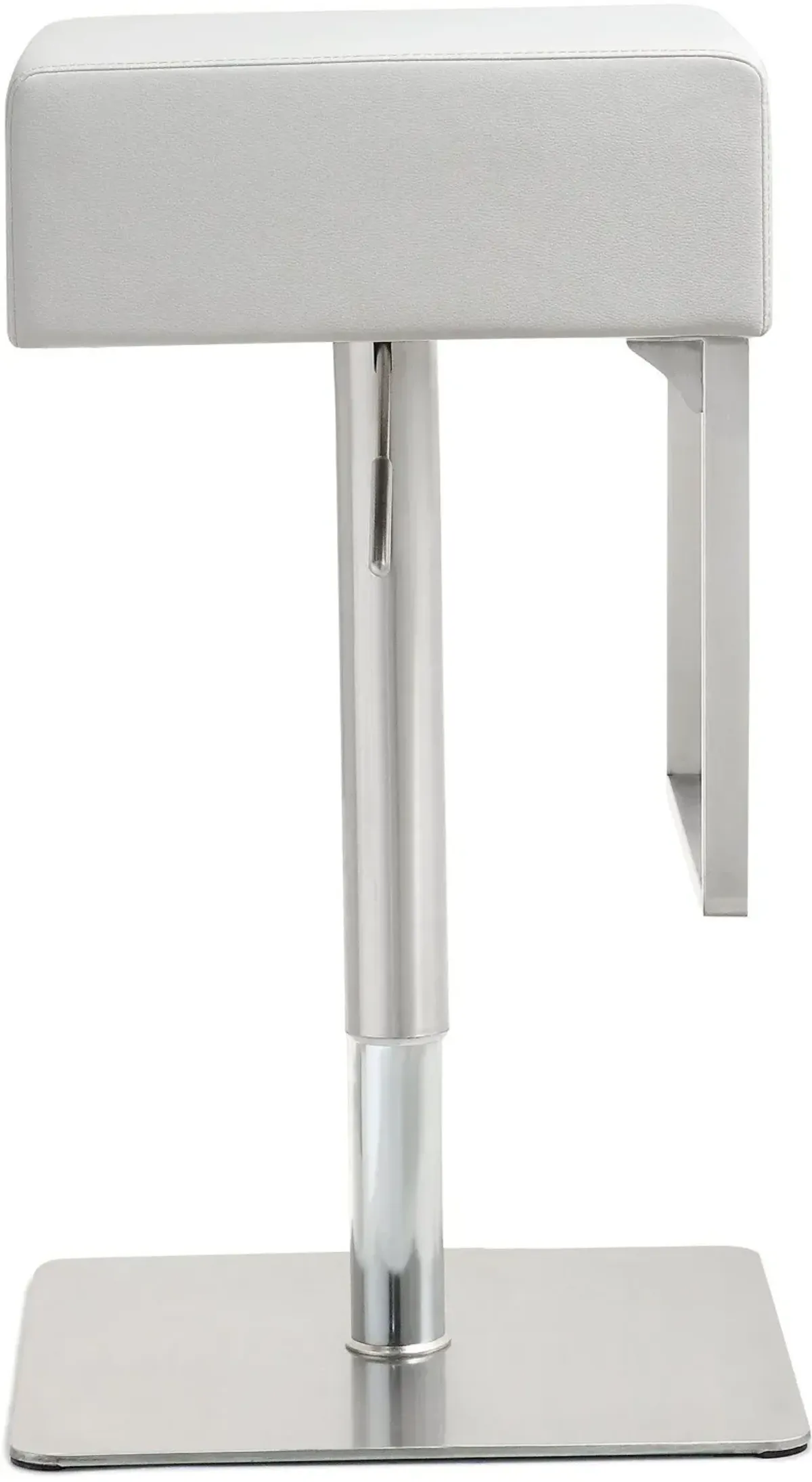 Seville White Performance Vegan Leather and Stainless Steel Adjustable Barstool