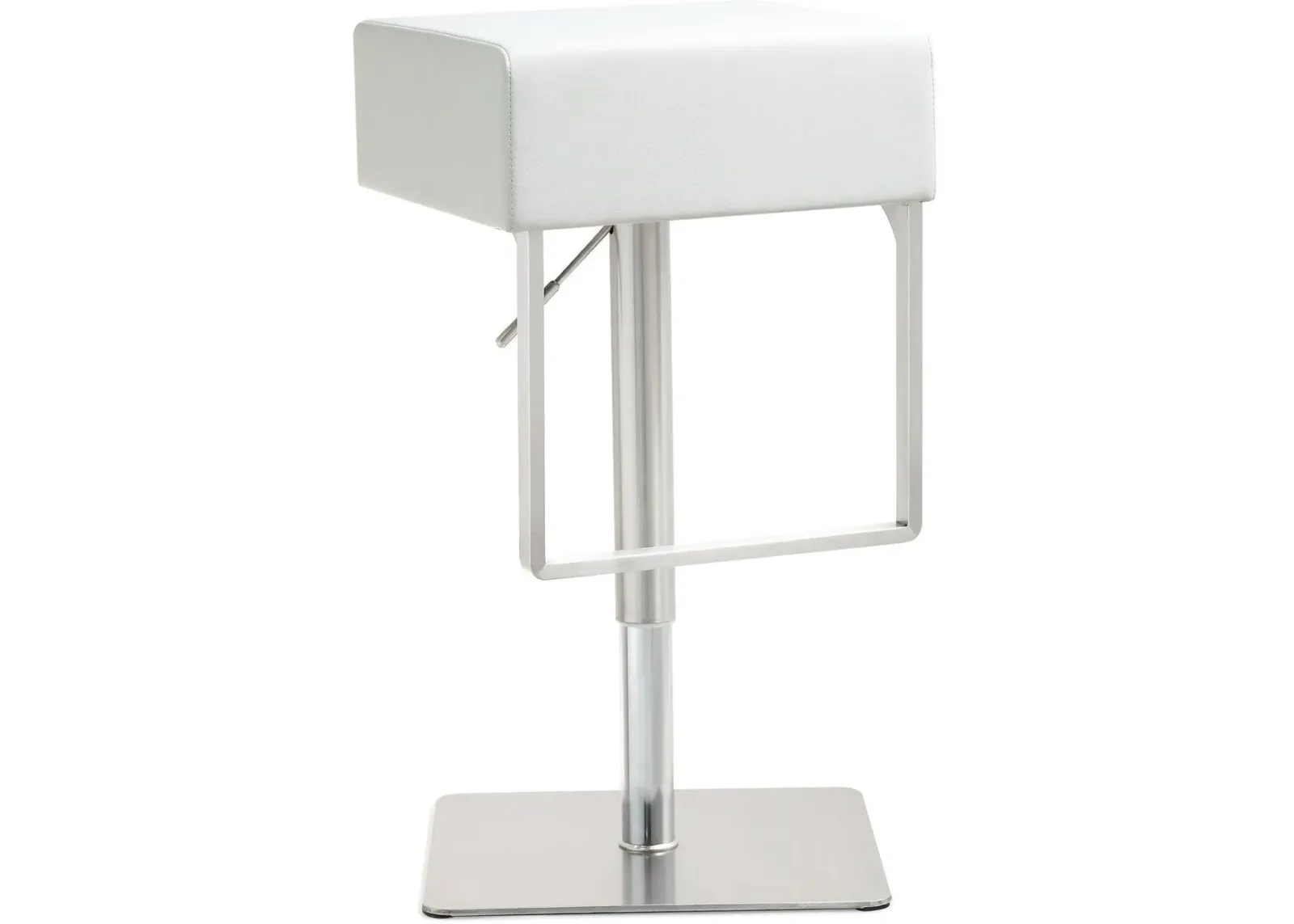 Seville White Performance Vegan Leather and Stainless Steel Adjustable Barstool