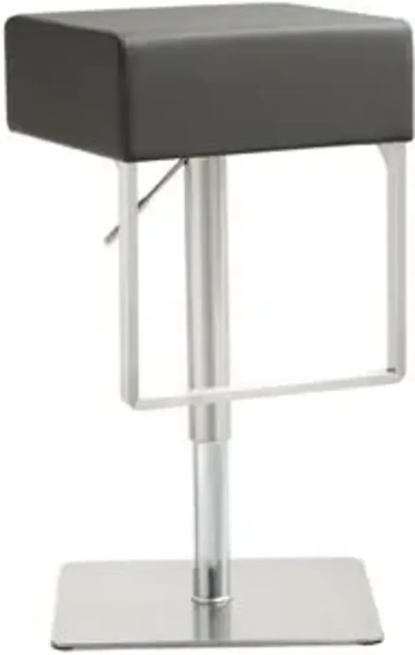 Seville Grey Performance Vegan Leather and Stainless Steel Adjustable Barstool