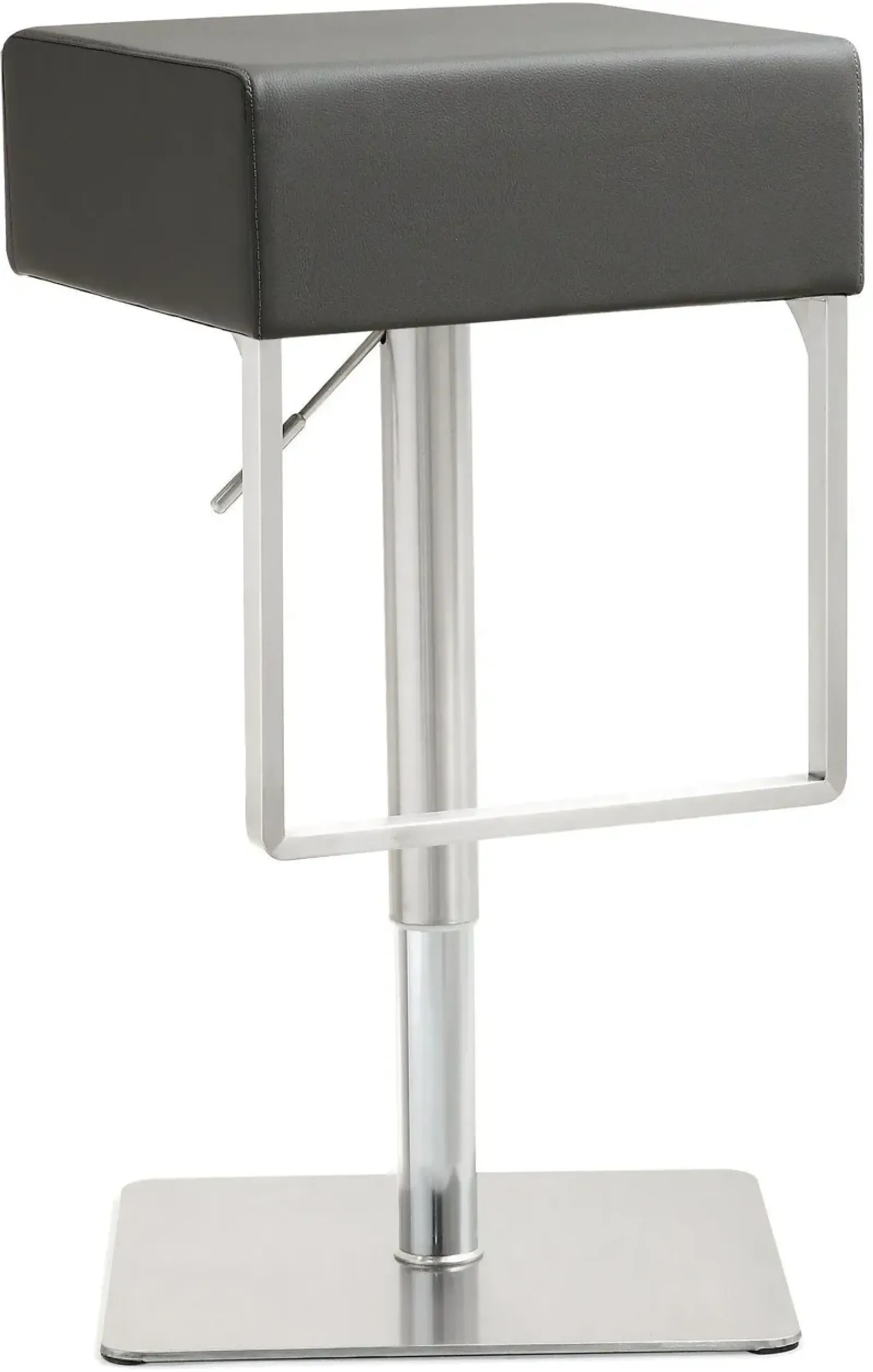 Seville Grey Performance Vegan Leather and Stainless Steel Adjustable Barstool