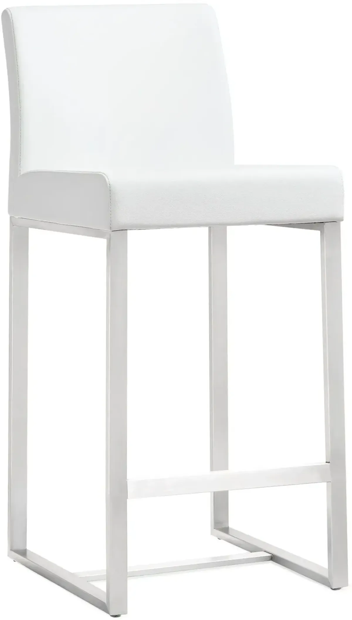 Denmark White Performance Vegan Leather and Stainless Steel Counter Stool - Set of 2