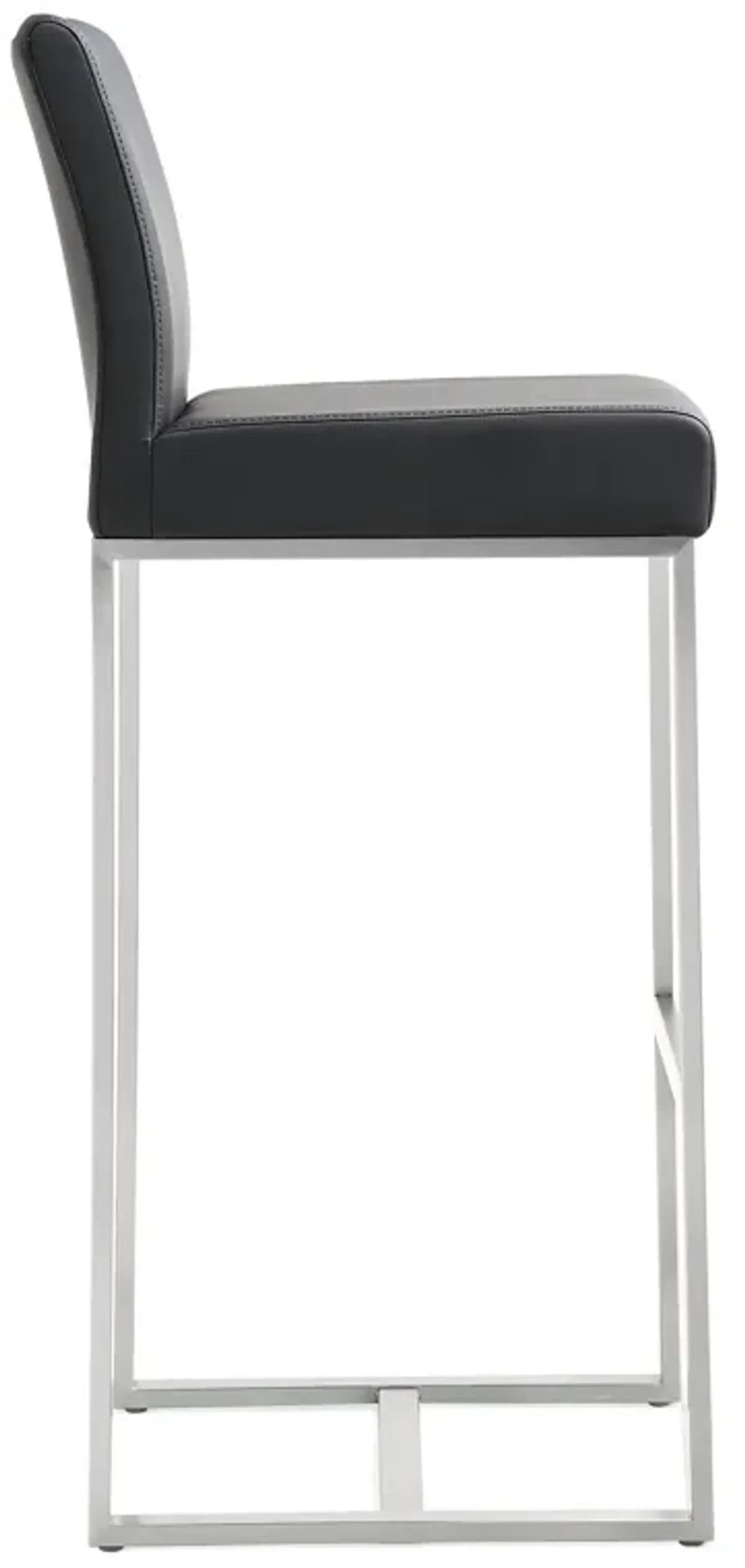 Denmark Black Performance Vegan Leather and Stainless Steel Barstool - Set of 2