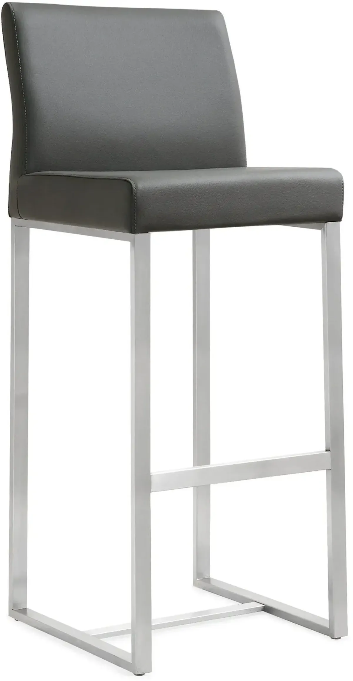 Denmark Grey Performance Vegan Leather and Stainless Steel Barstool - Set of 2