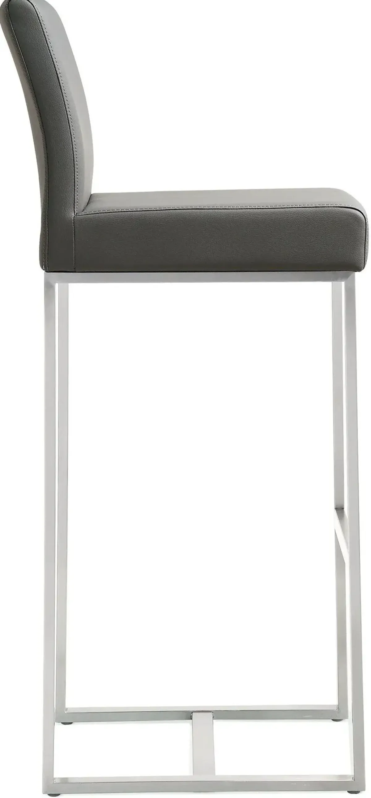 Denmark Grey Performance Vegan Leather and Stainless Steel Barstool - Set of 2