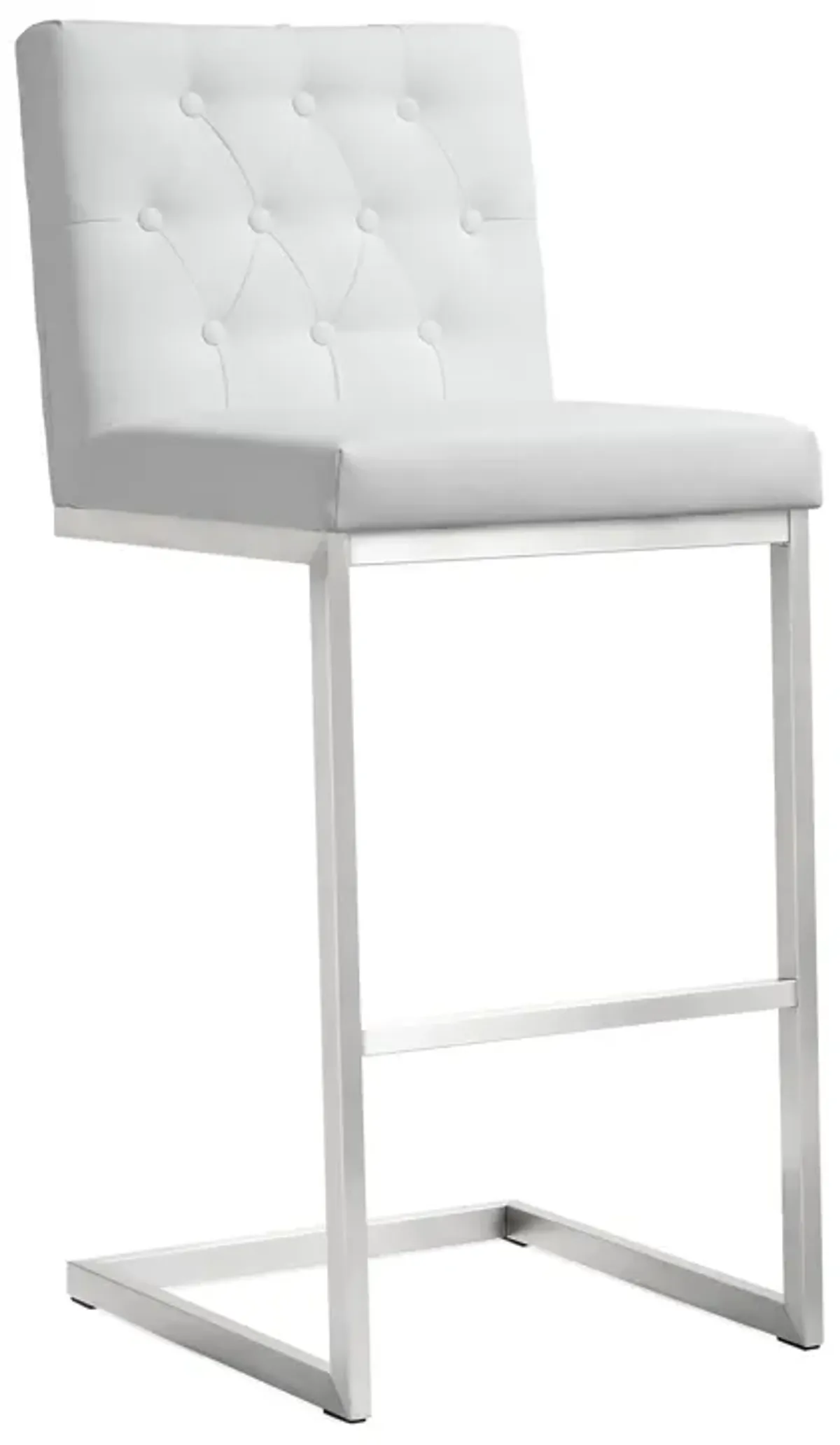 Helsinki White Performance Vegan Leather and Stainless Steel Barstool - Set of 2