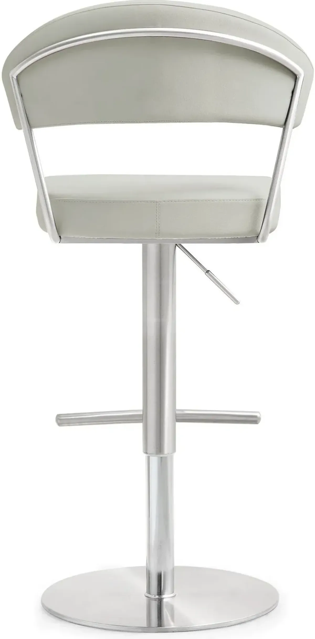 Cosmo Light Grey Performance Vegan Leather and Stainless Steel Barstool