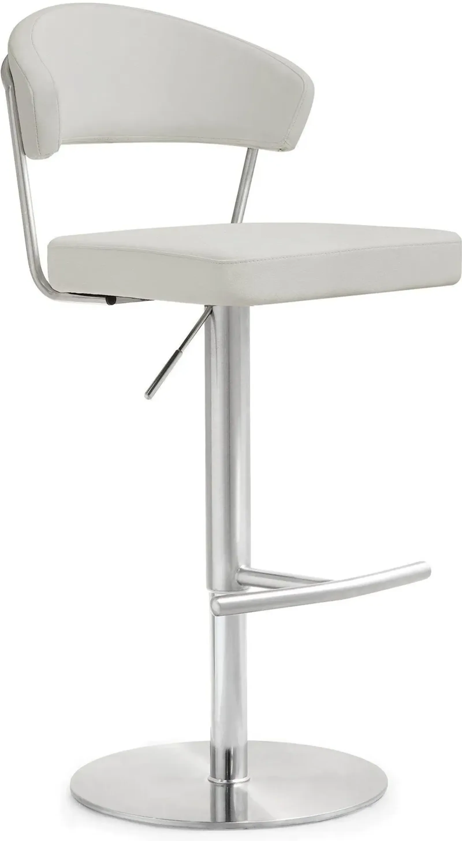 Cosmo Light Grey Performance Vegan Leather and Stainless Steel Barstool