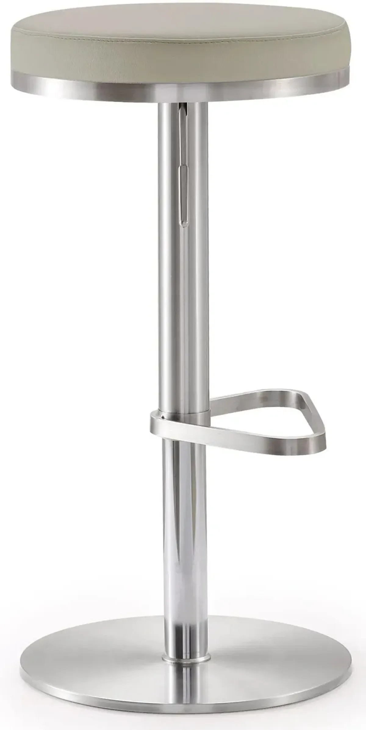 Fano Light Grey Performance Vegan Leather and Stainless Steel Barstool