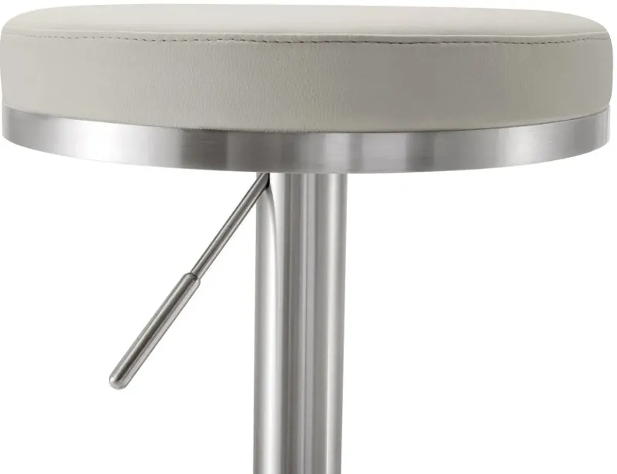 Fano Light Grey Performance Vegan Leather and Stainless Steel Barstool