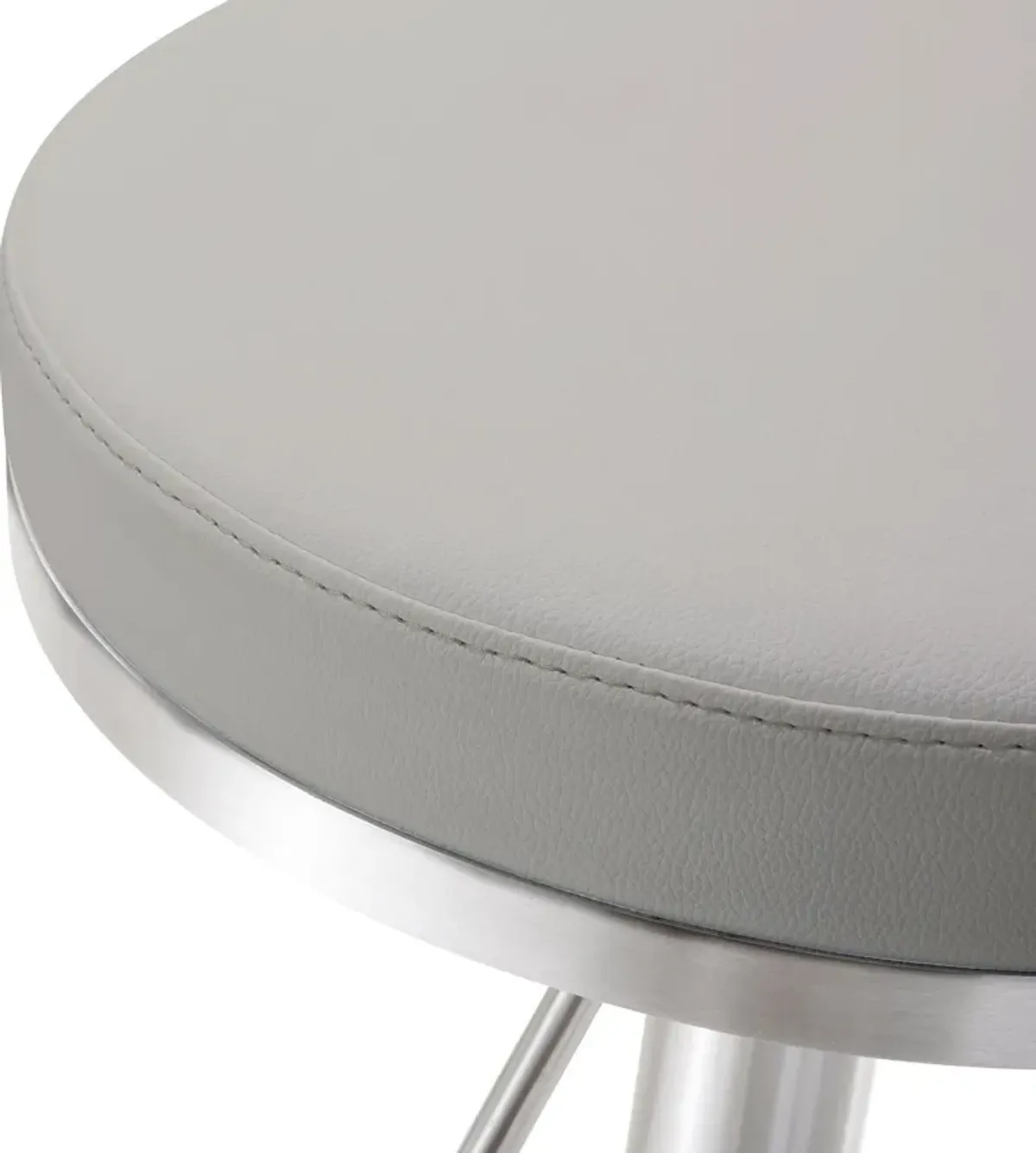 Fano Light Grey Performance Vegan Leather and Stainless Steel Barstool