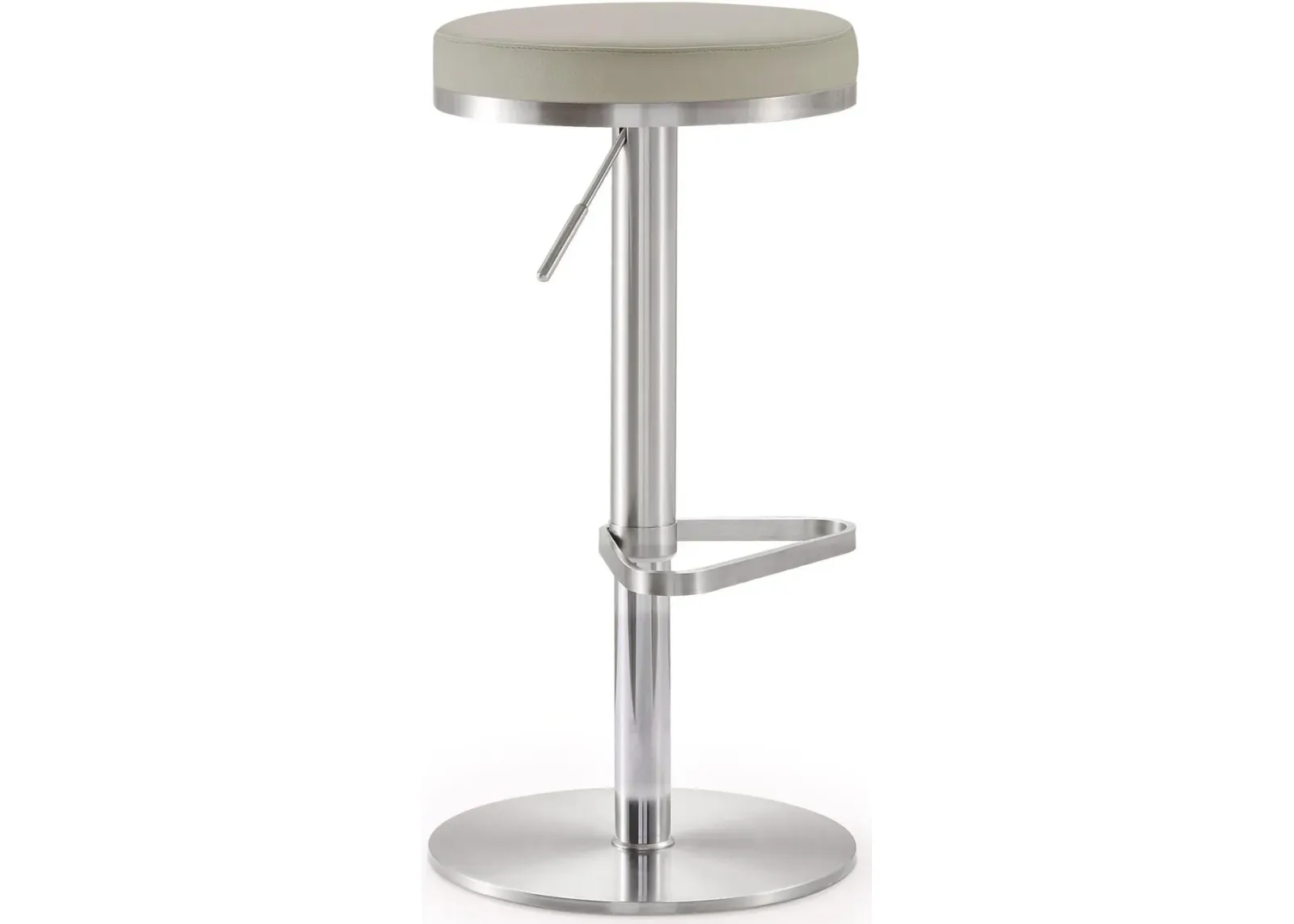 Fano Light Grey Performance Vegan Leather and Stainless Steel Barstool