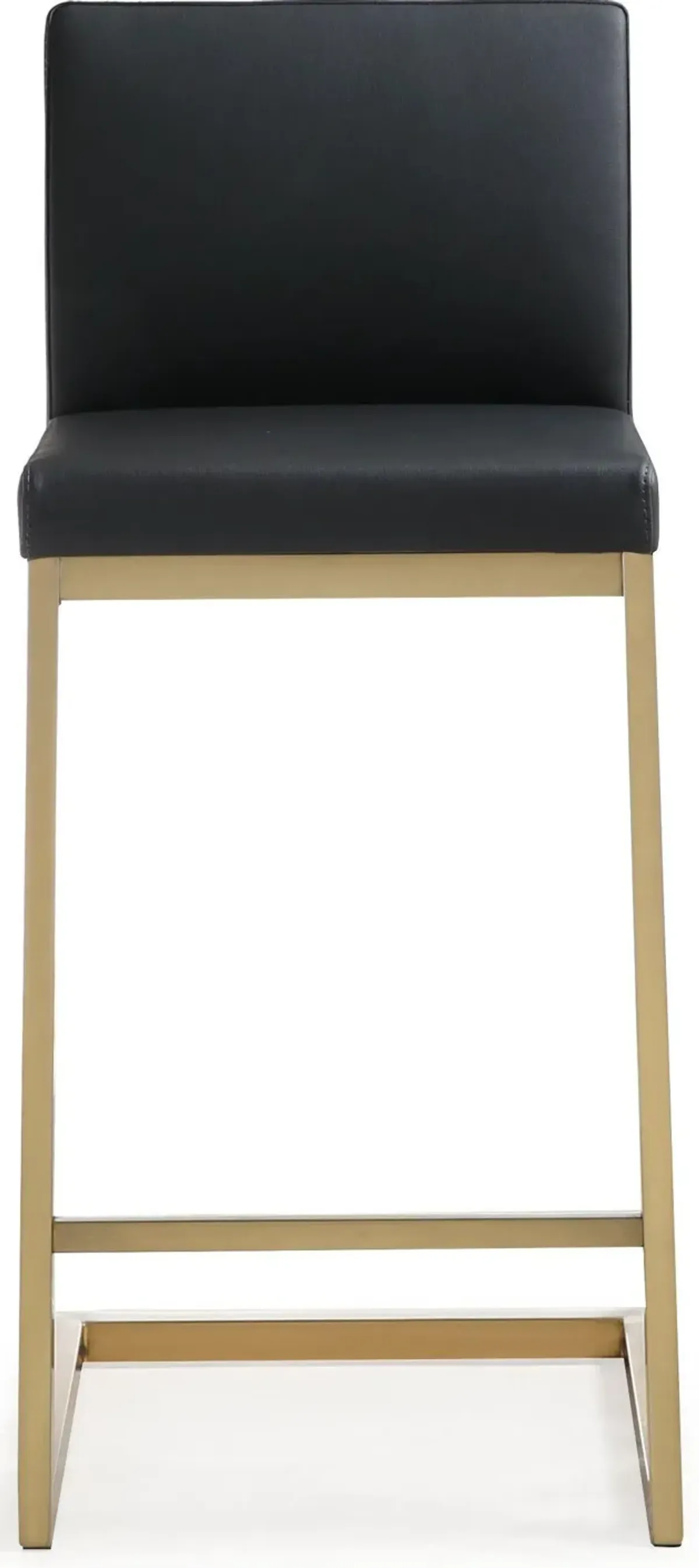 Parma Black Performance Vegan Leather and Gold Steel Counter Stool - Set of 2