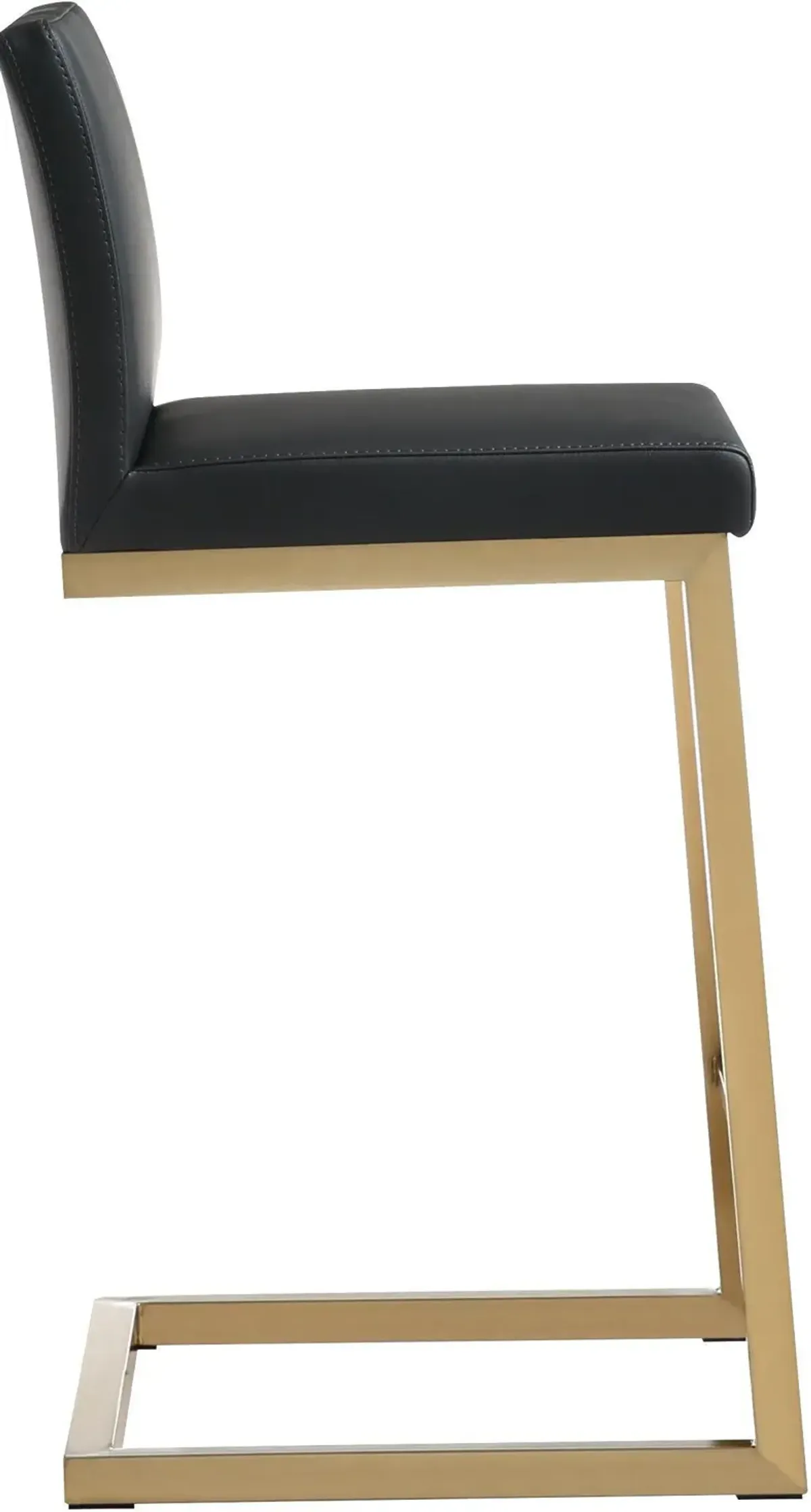 Parma Black Performance Vegan Leather and Gold Steel Counter Stool - Set of 2