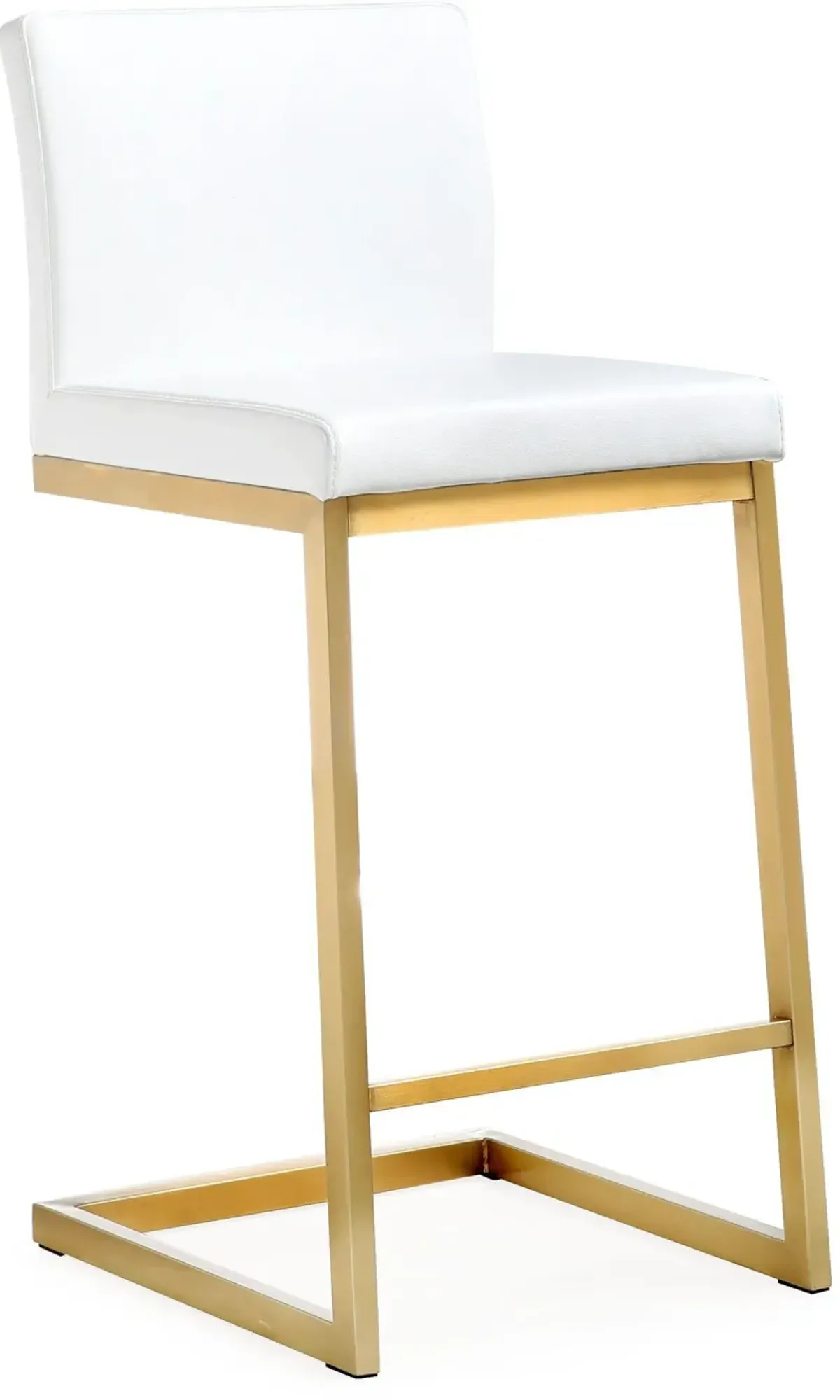 Parma White Performance Vegan Leather and Gold Steel Counter Stool - Set of 2