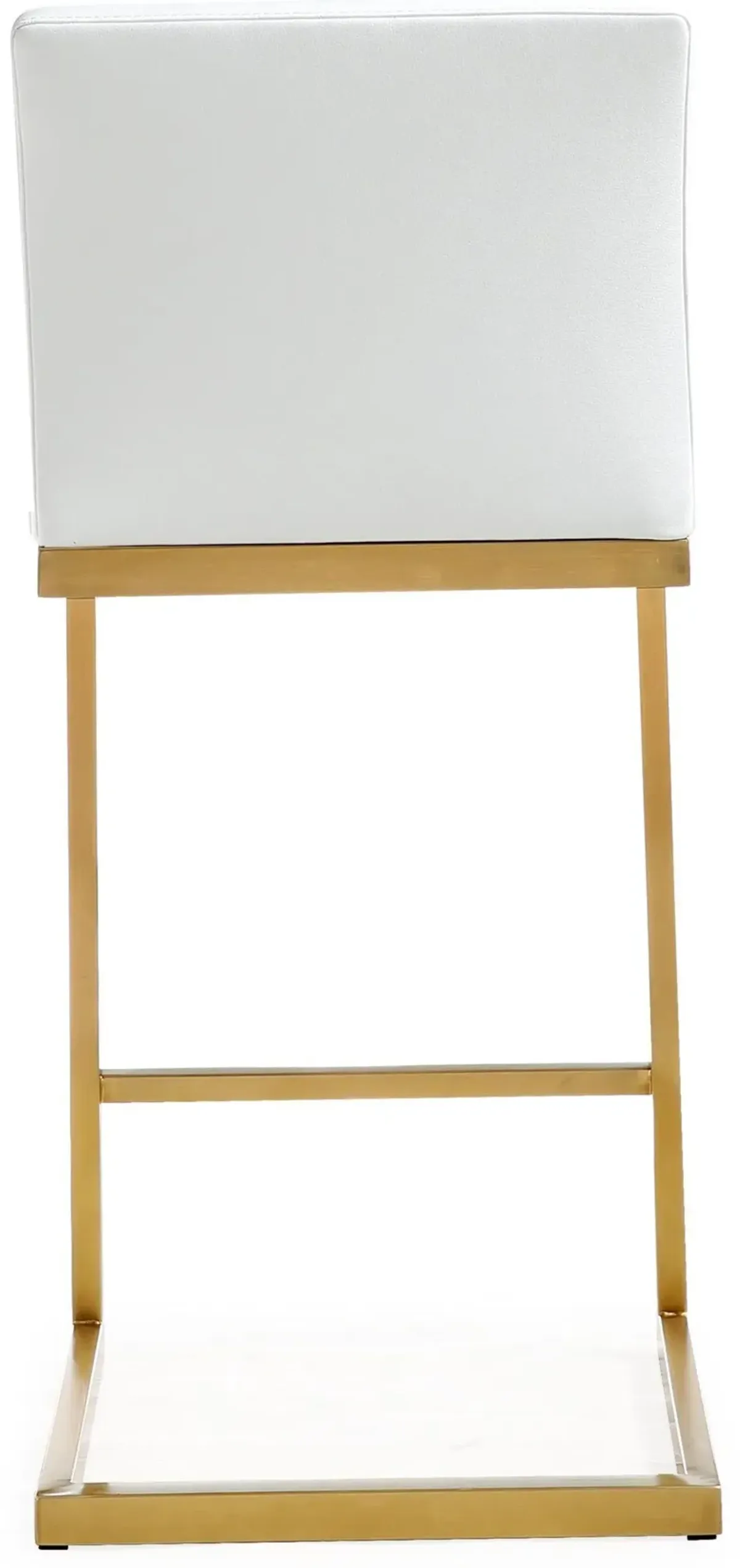 Parma White Performance Vegan Leather and Gold Steel Counter Stool - Set of 2