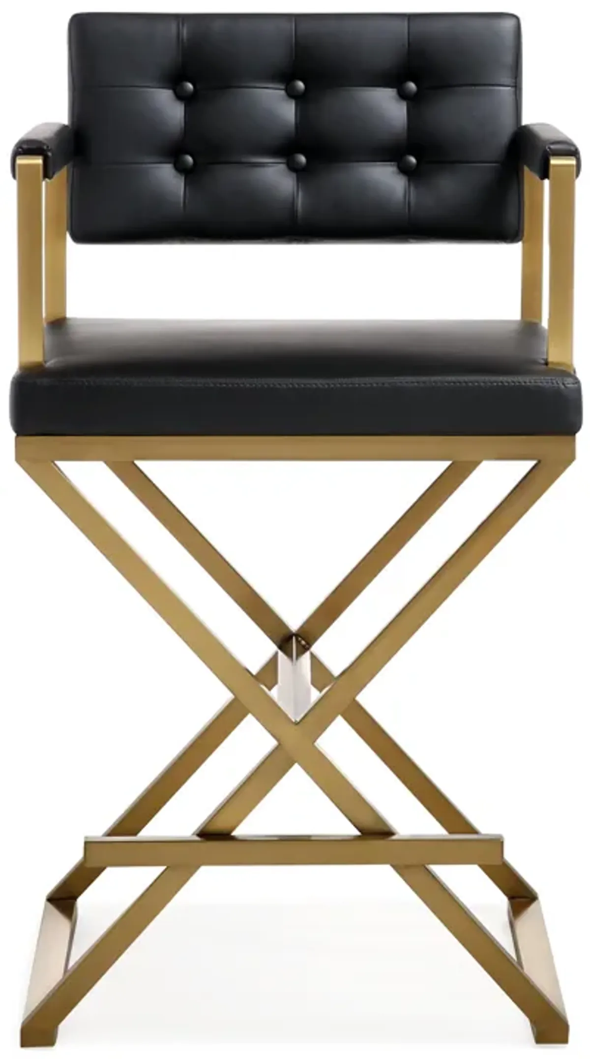 Director Black Performance Vegan Leather and Gold Steel Counter Stool