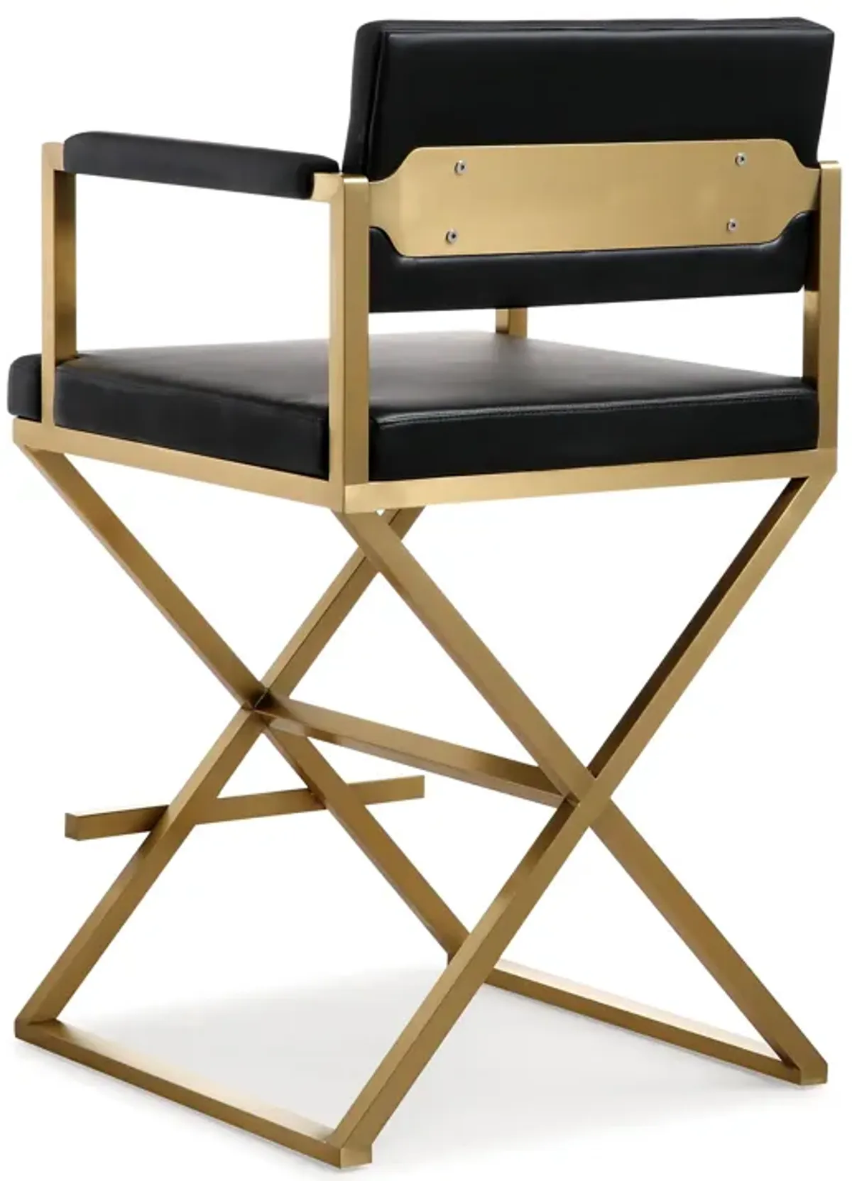 Director Black Performance Vegan Leather and Gold Steel Counter Stool