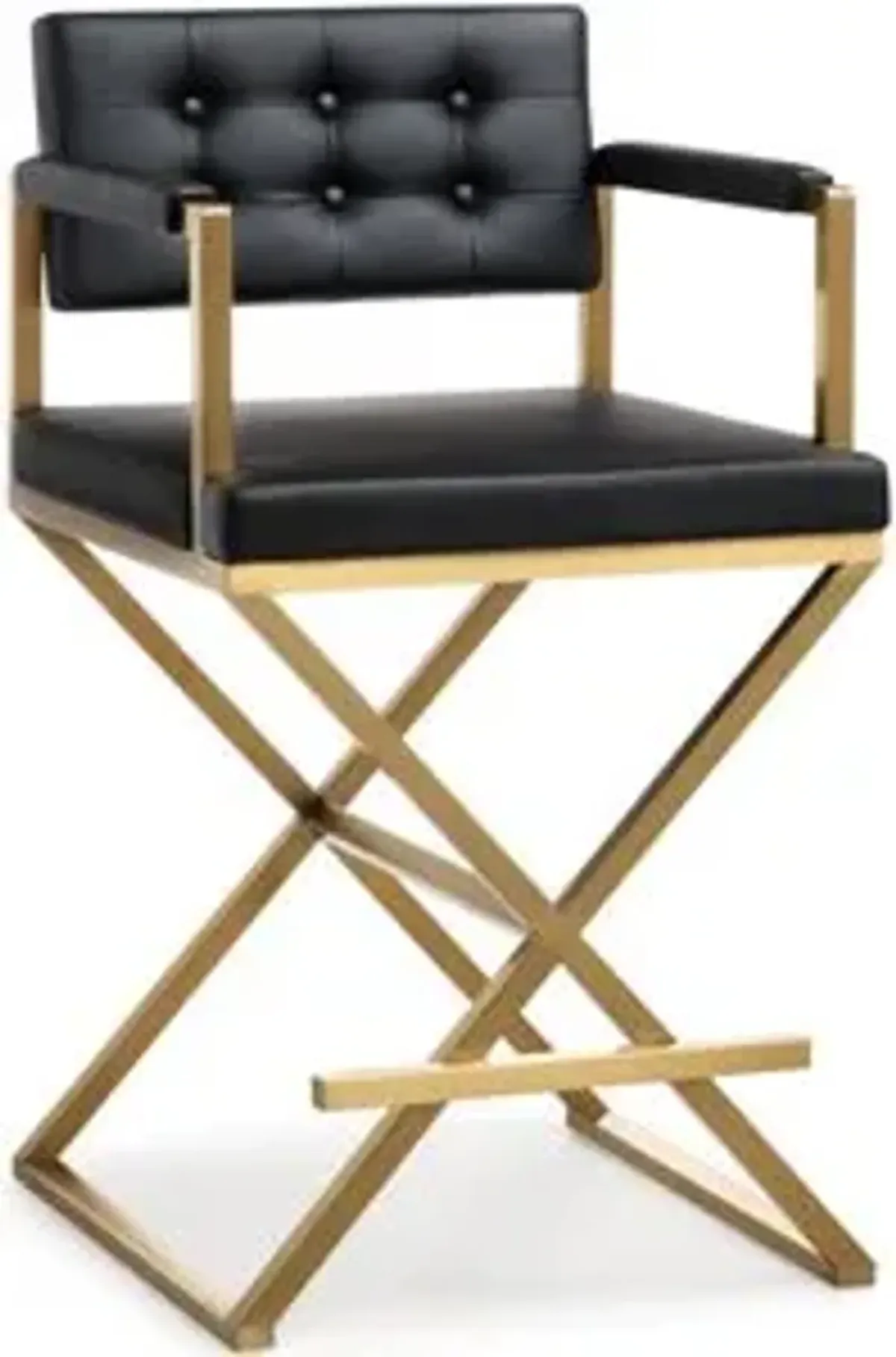 Director Black Performance Vegan Leather and Gold Steel Counter Stool