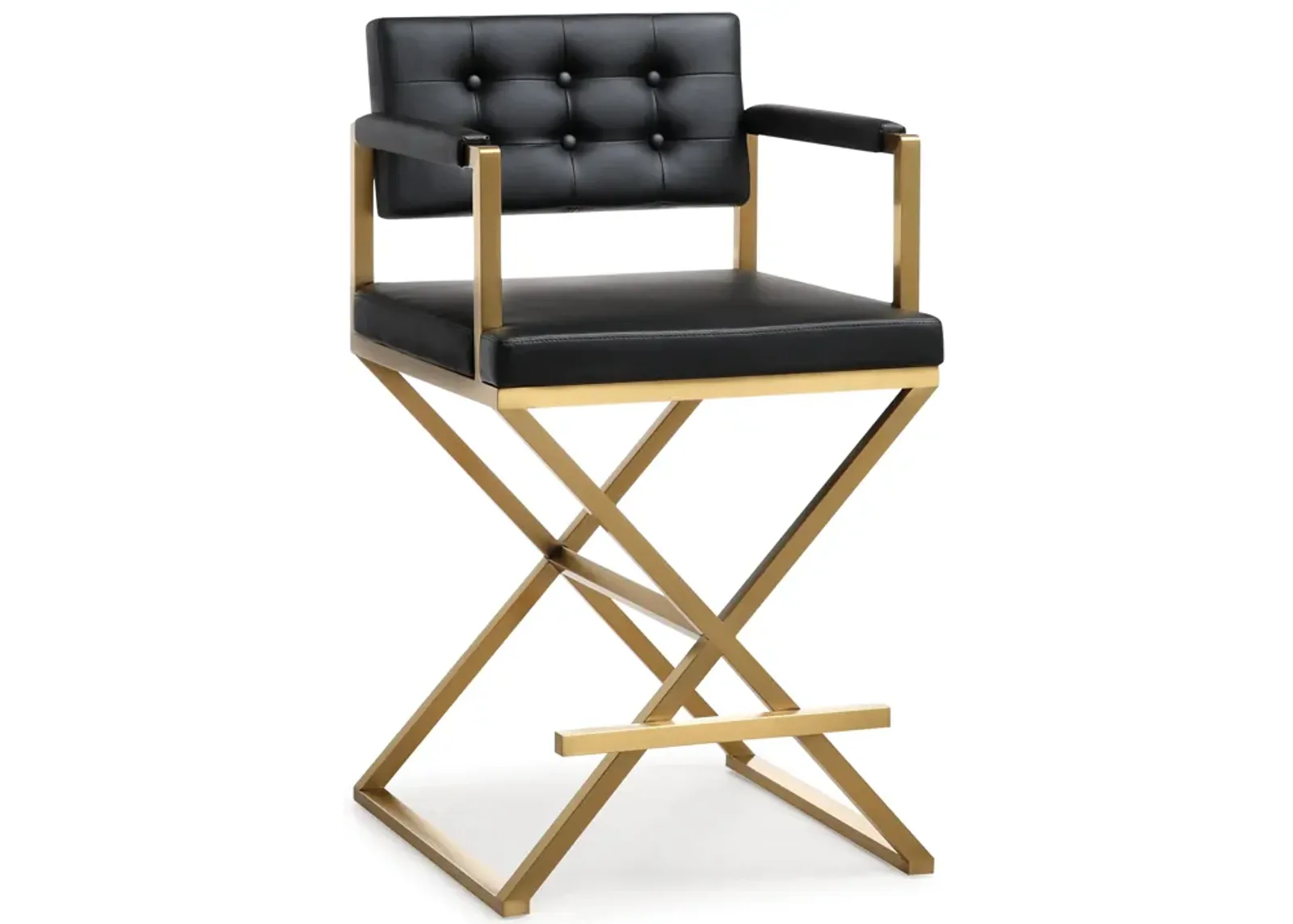 Director Black Performance Vegan Leather and Gold Steel Counter Stool