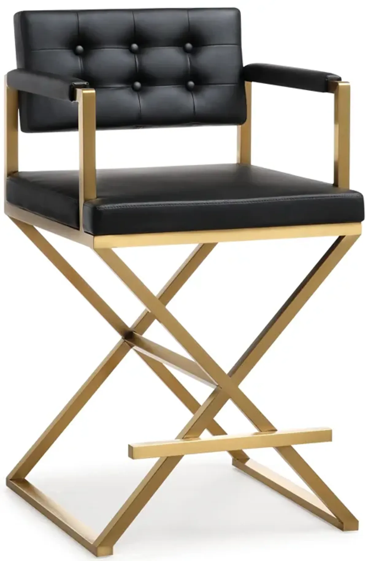 Director Black Performance Vegan Leather and Gold Steel Counter Stool