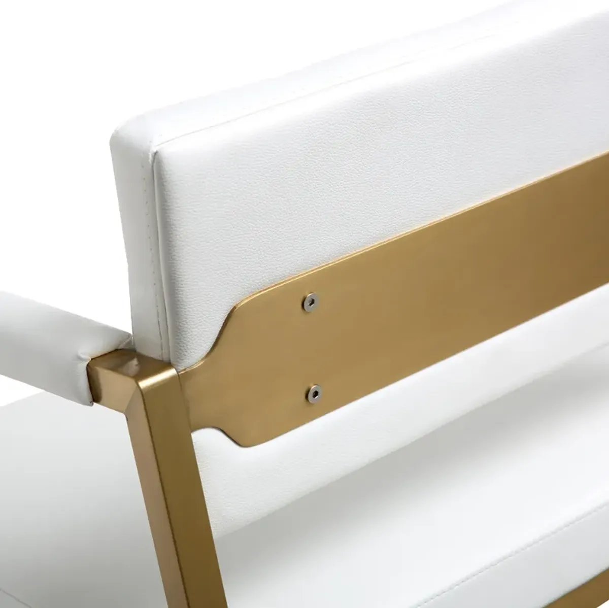 Director White Performance Vegan Leather and Gold Steel Counter Stool