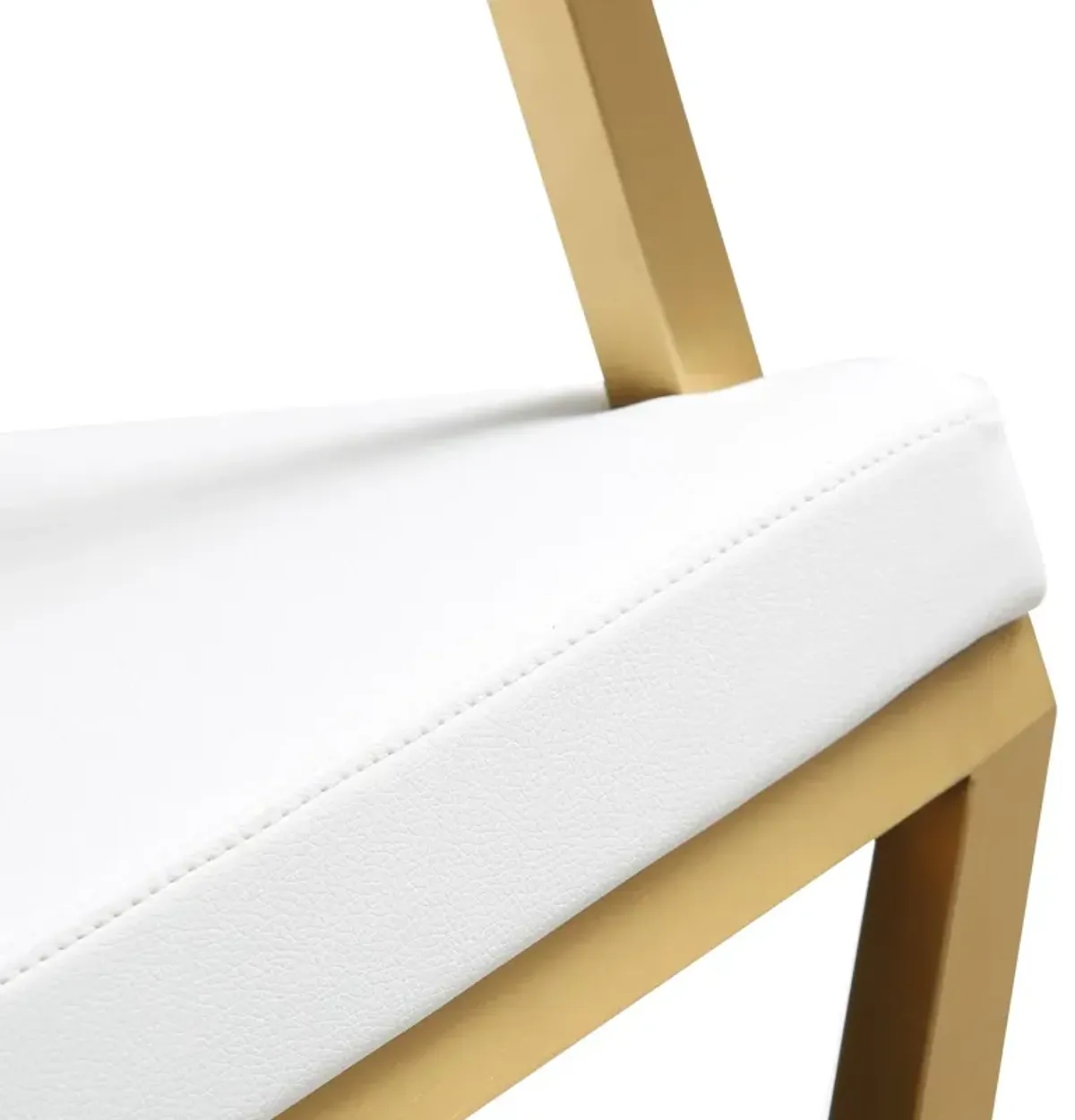 Director White Performance Vegan Leather and Gold Steel Barstool