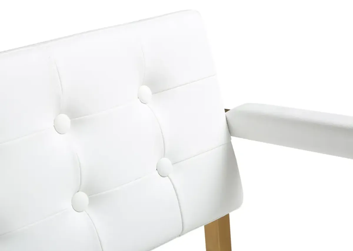 Director White Performance Vegan Leather and Gold Steel Barstool