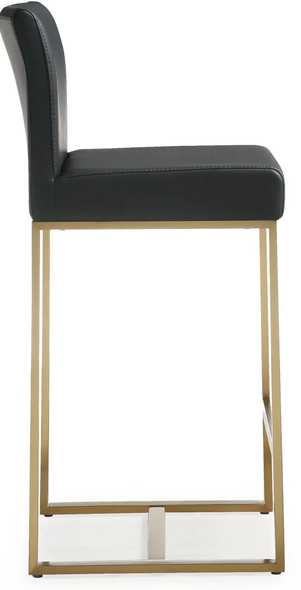 Denmark Black Performance Vegan Leather and Gold Steel Counter Stool - Set of 2