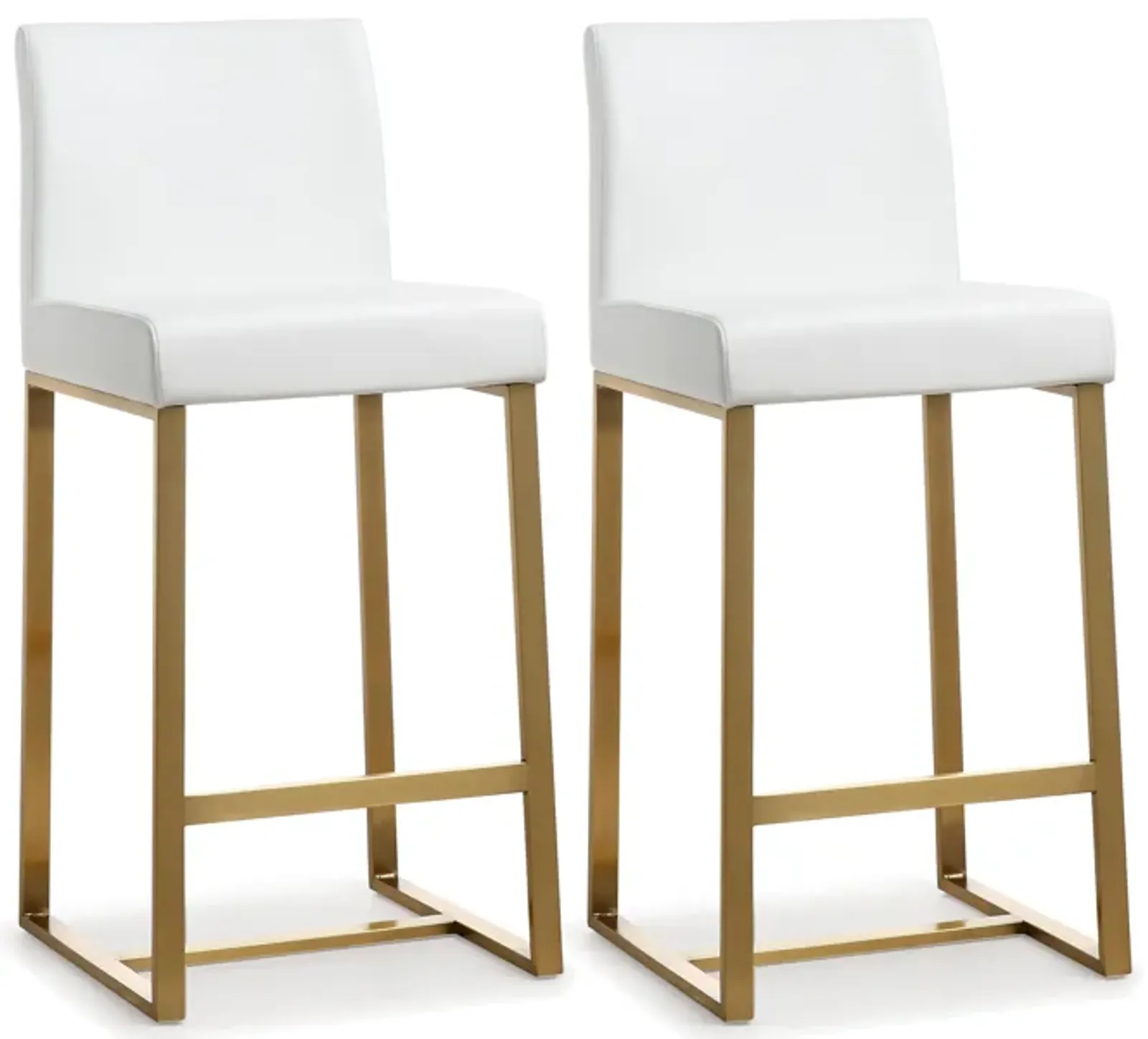 Denmark White Performance Vegan Leather and Gold Steel Counter Stool - Set of 2