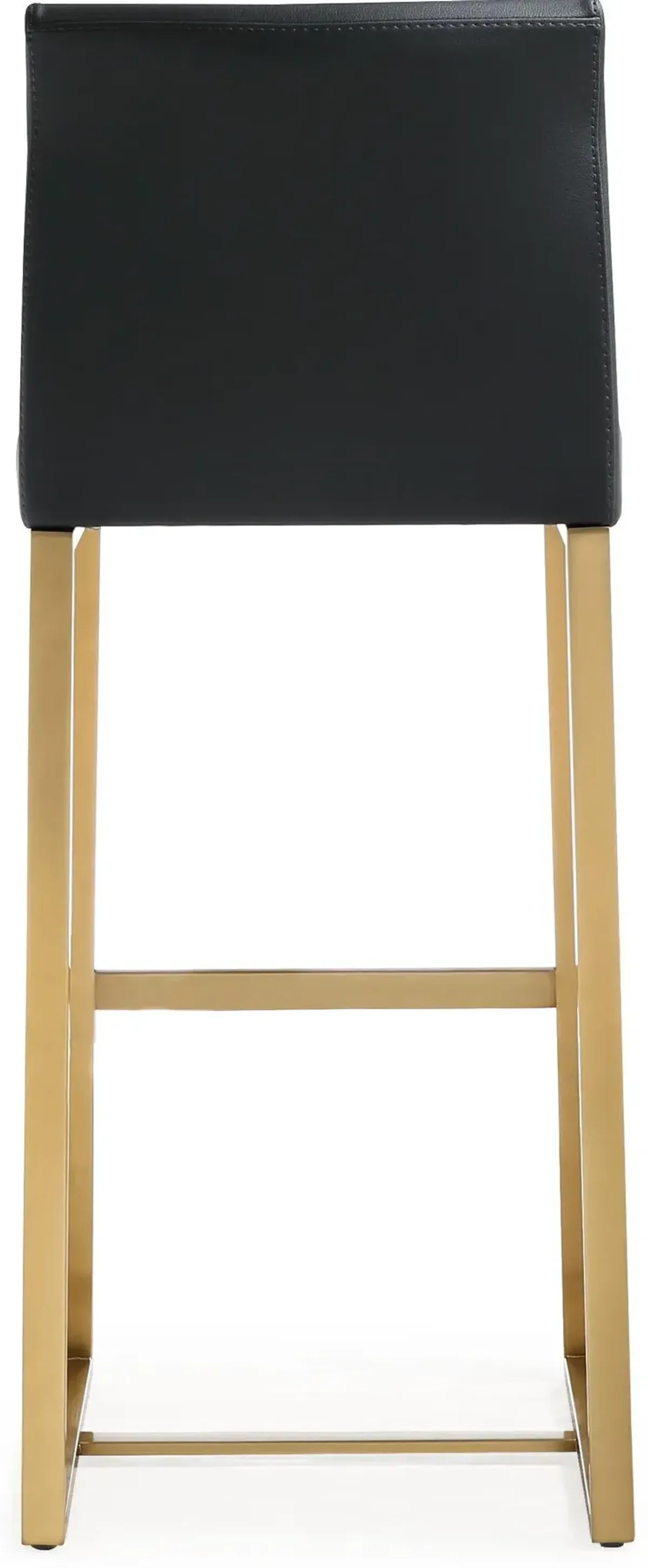 Denmark Black Performance Vegan Leather and Gold Steel Barstool - Set of 2