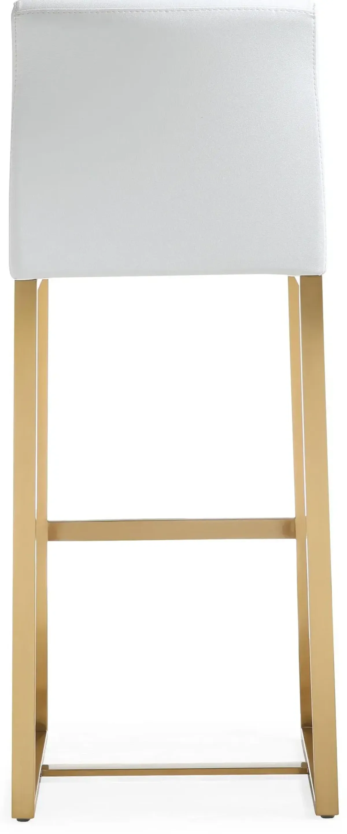 Denmark White Performance Vegan Leather and Gold Steel Barstool - Set of 2