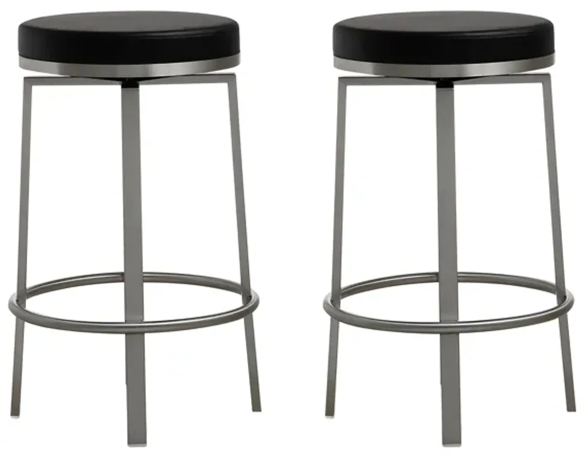 Pratt Black Swivel Counter Stool - Set of 2